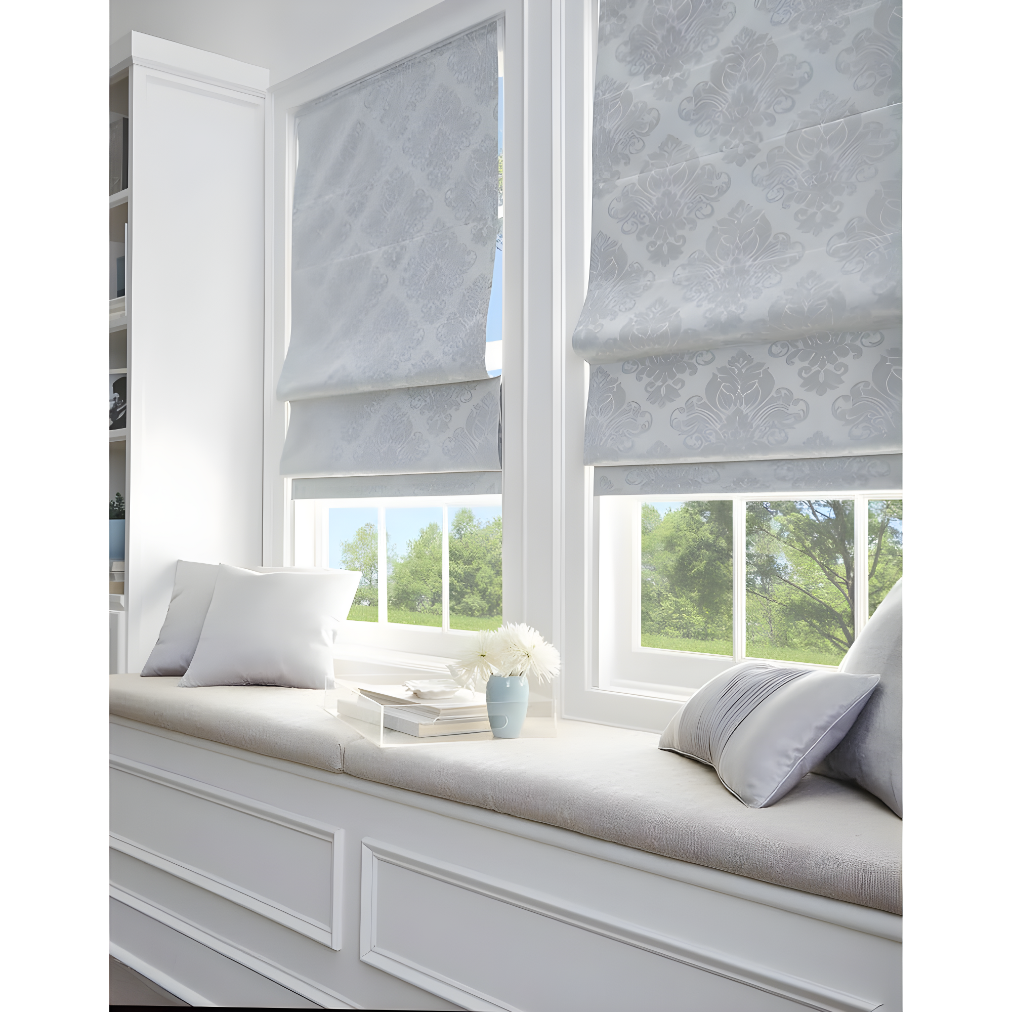 CHF Industries Damask Room Darkening Roman Shade 16 - 29 Inches Silver 23" w x 64" l