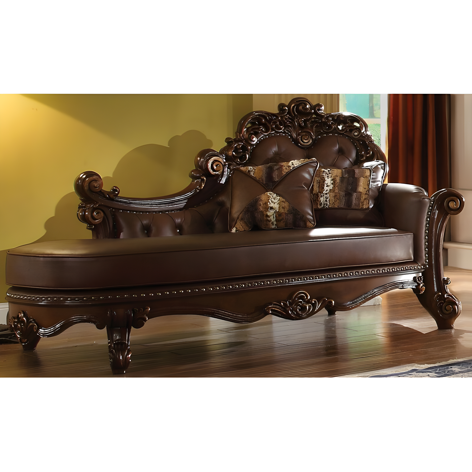 Andrew Home Studio Fonzo Faux Leather Chaise Lounge