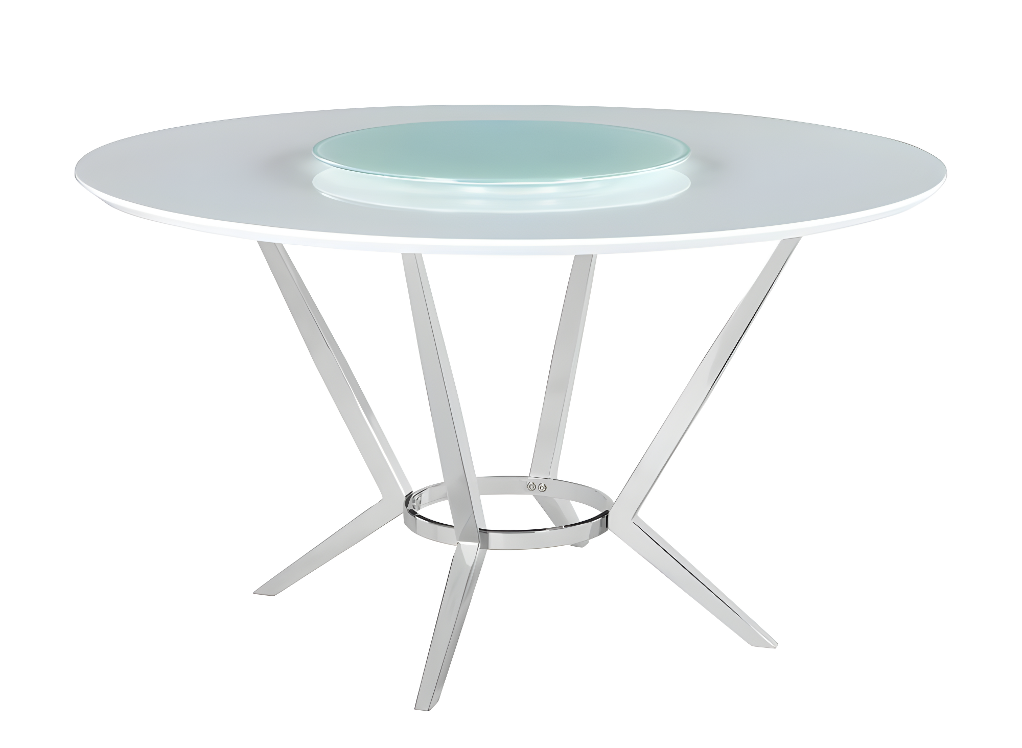 Coaster Contemporary Round Wood Dining Table with Lazy Susan in White