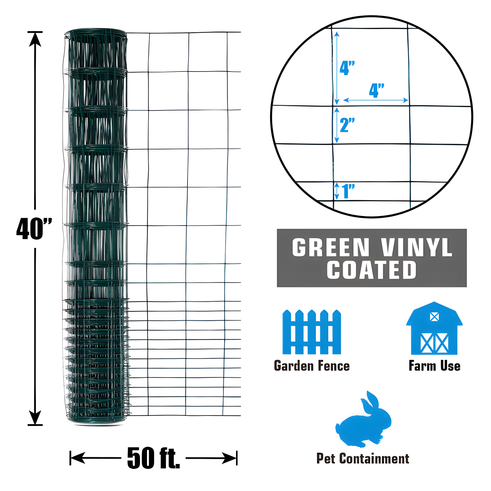 Fencer Wire Fencer Wire Vinyl Coated 16 Gauge Rabbit Guard Fence, Poultry Outdoor Fencing Barrier Wire Roll