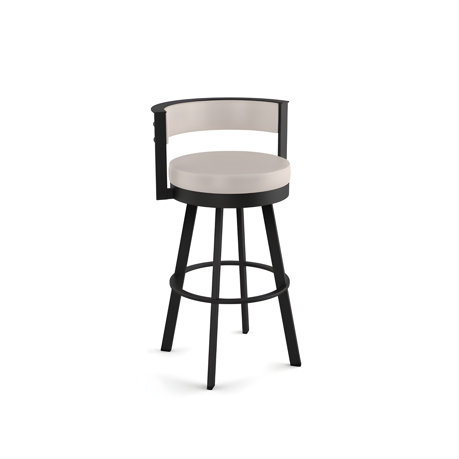 Amisco Browser Upholstered Counter Height Barstool Cream/Black: Steel Frame, Faux Leather, Fixed Height