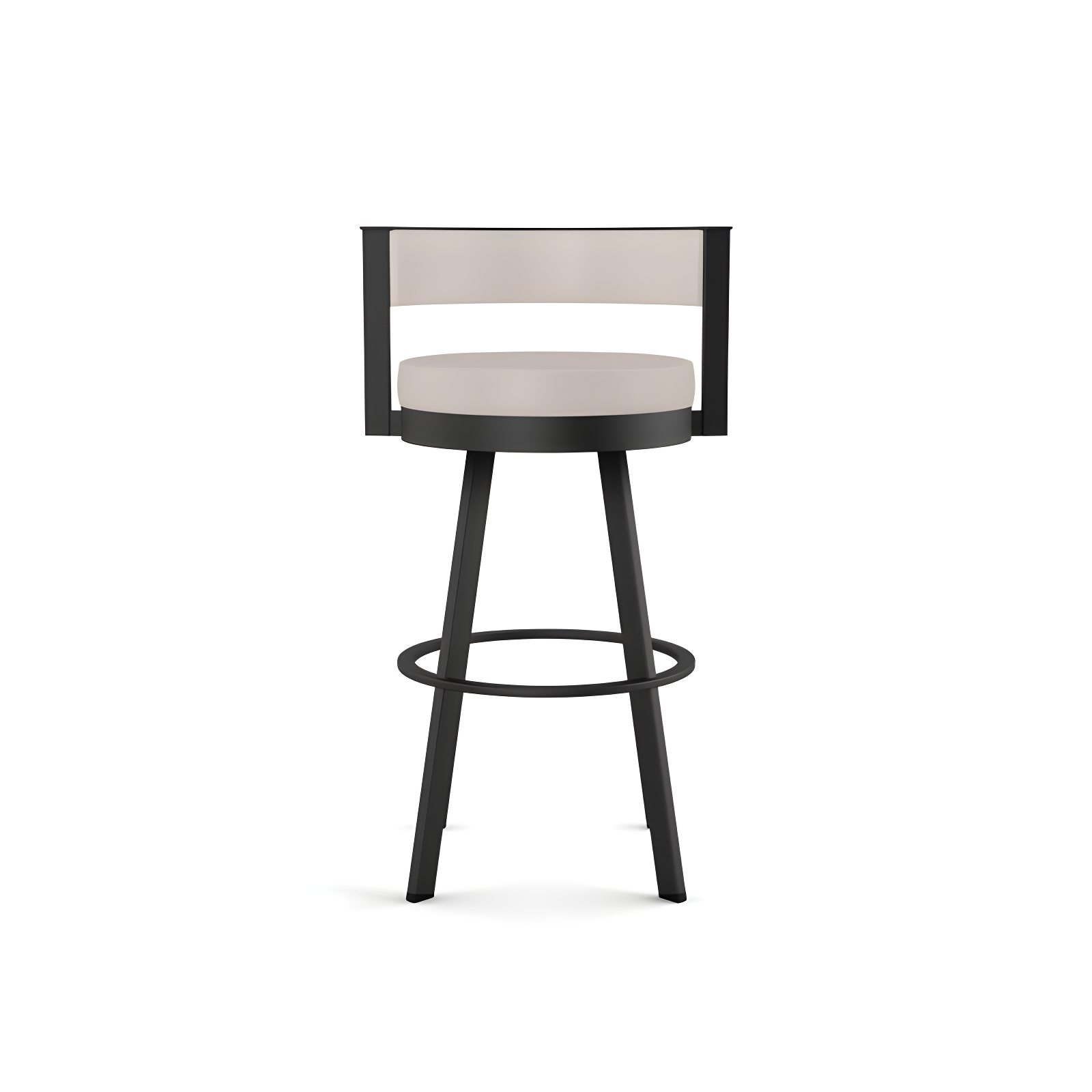Amisco Browser Upholstered Counter Height Barstool Cream/Black: Steel Frame, Faux Leather, Fixed Height