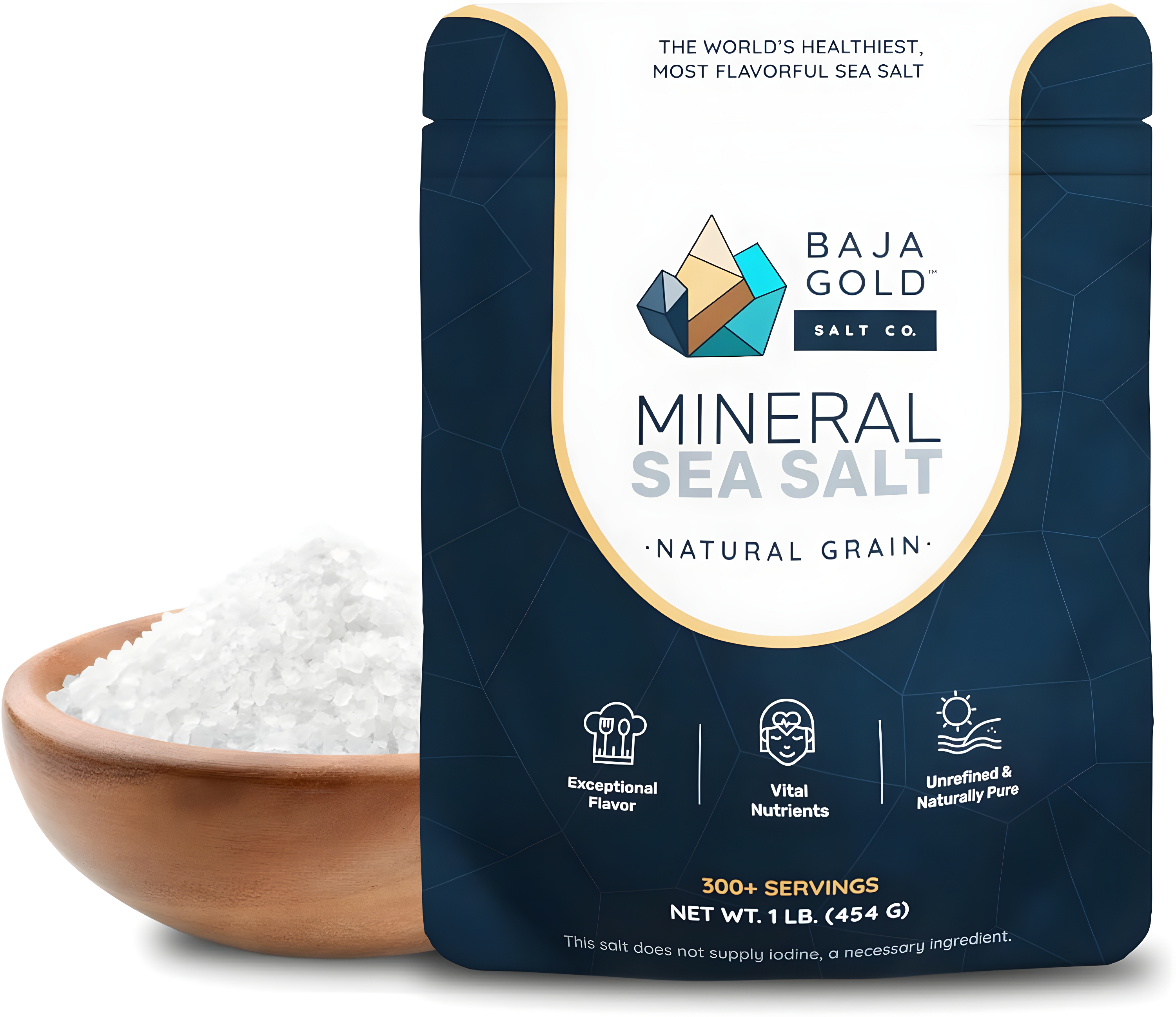 Baja Gold Salt Co. Mineral Sea Salt, Natural Grain - 1 lb