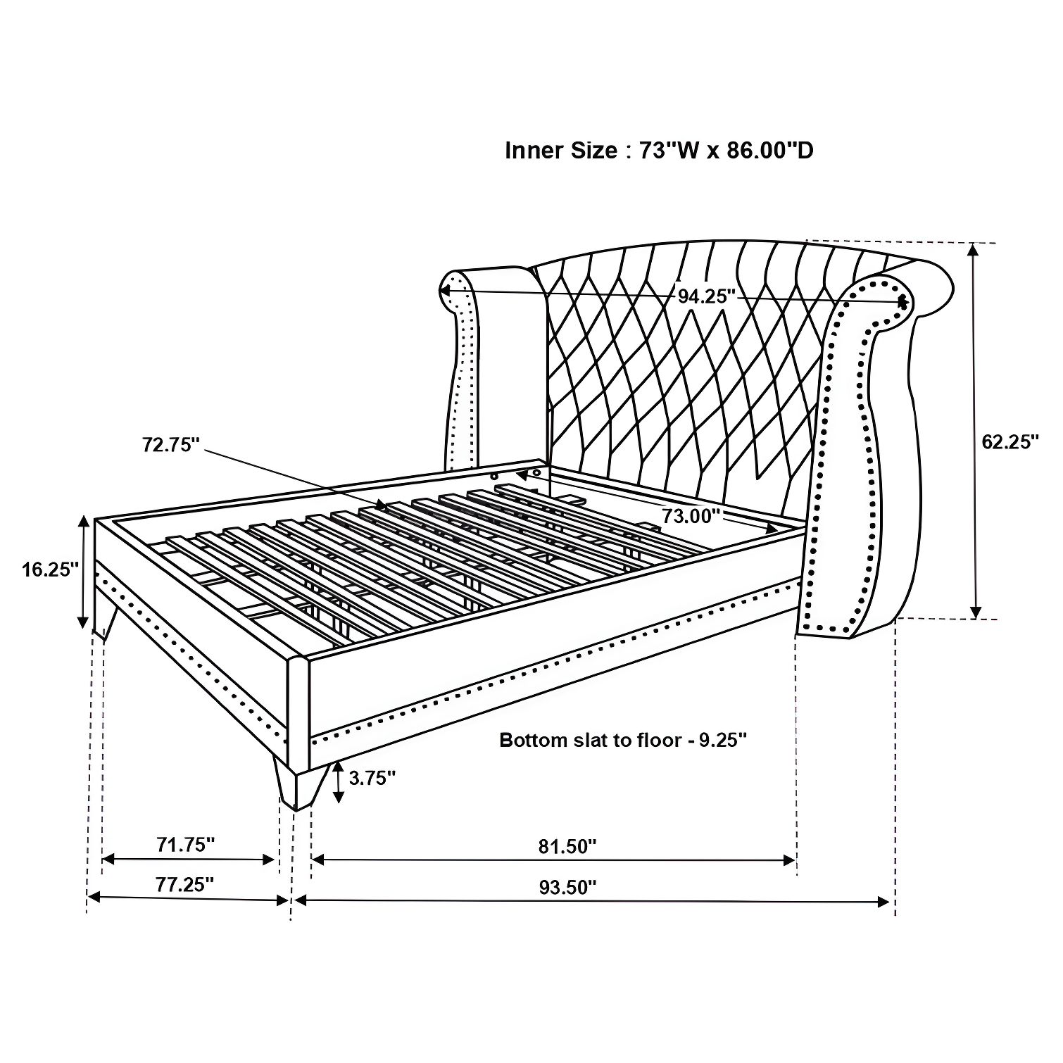 Barzini Upholstered Wingback Bed