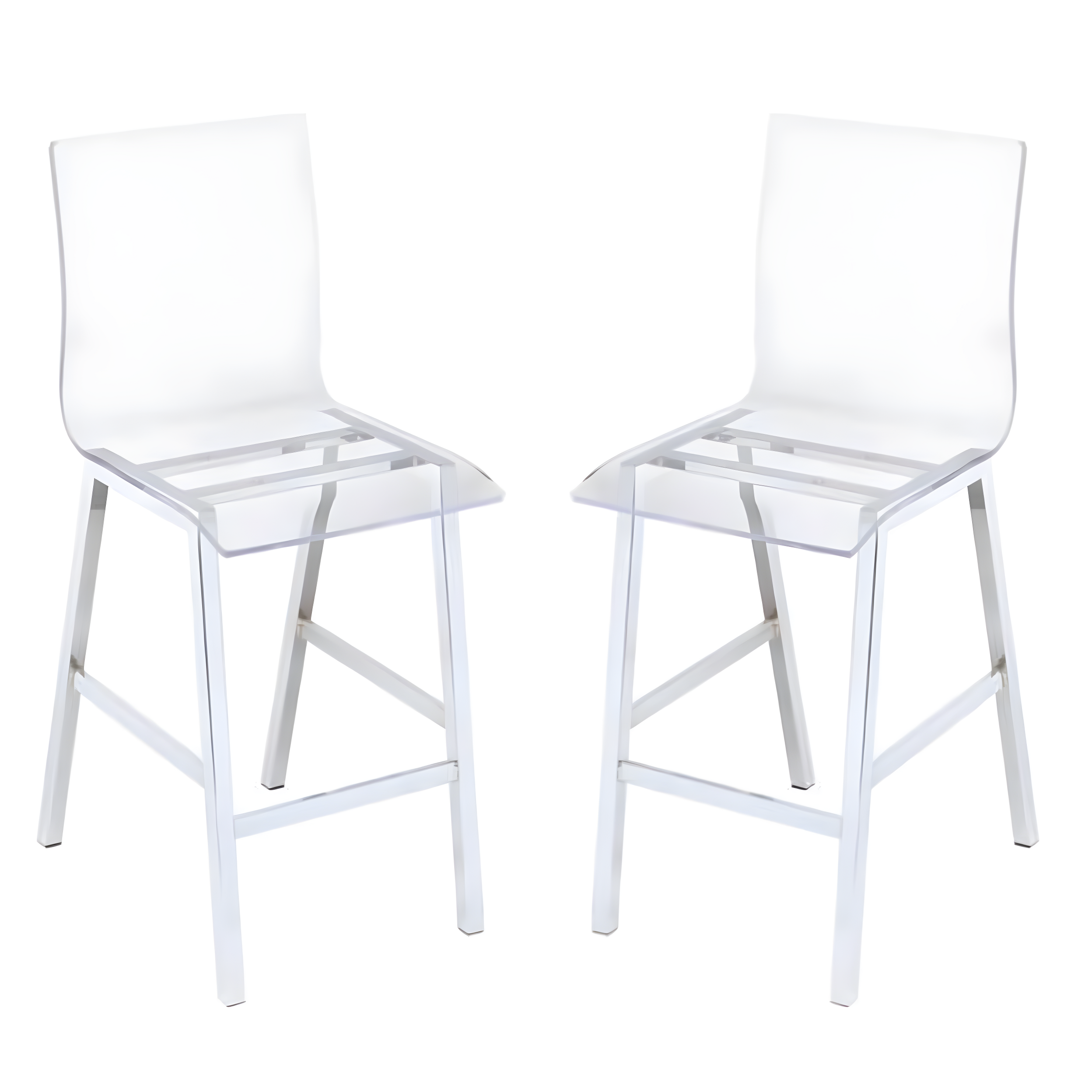 Clear Acrylic and Chrome Counter Height Dining Chair Set of 2