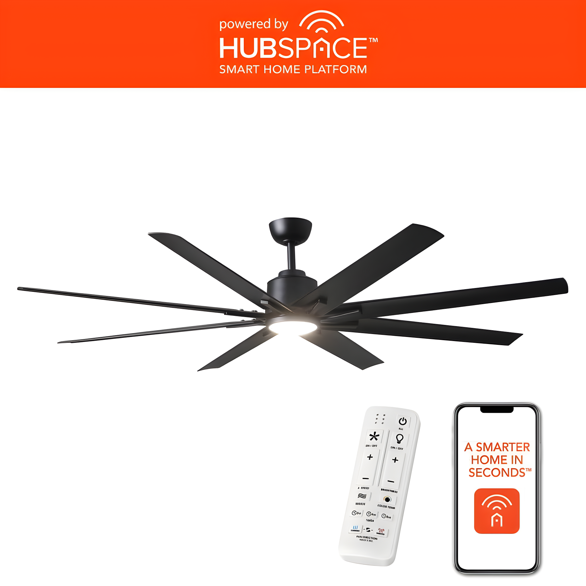 Home Decorators Collection Kensgrove II 72 in. Indoor/Outdoor Integrated LED CCT Matte Black Smart Ceiling Fan with Remote Powered by Hubspace