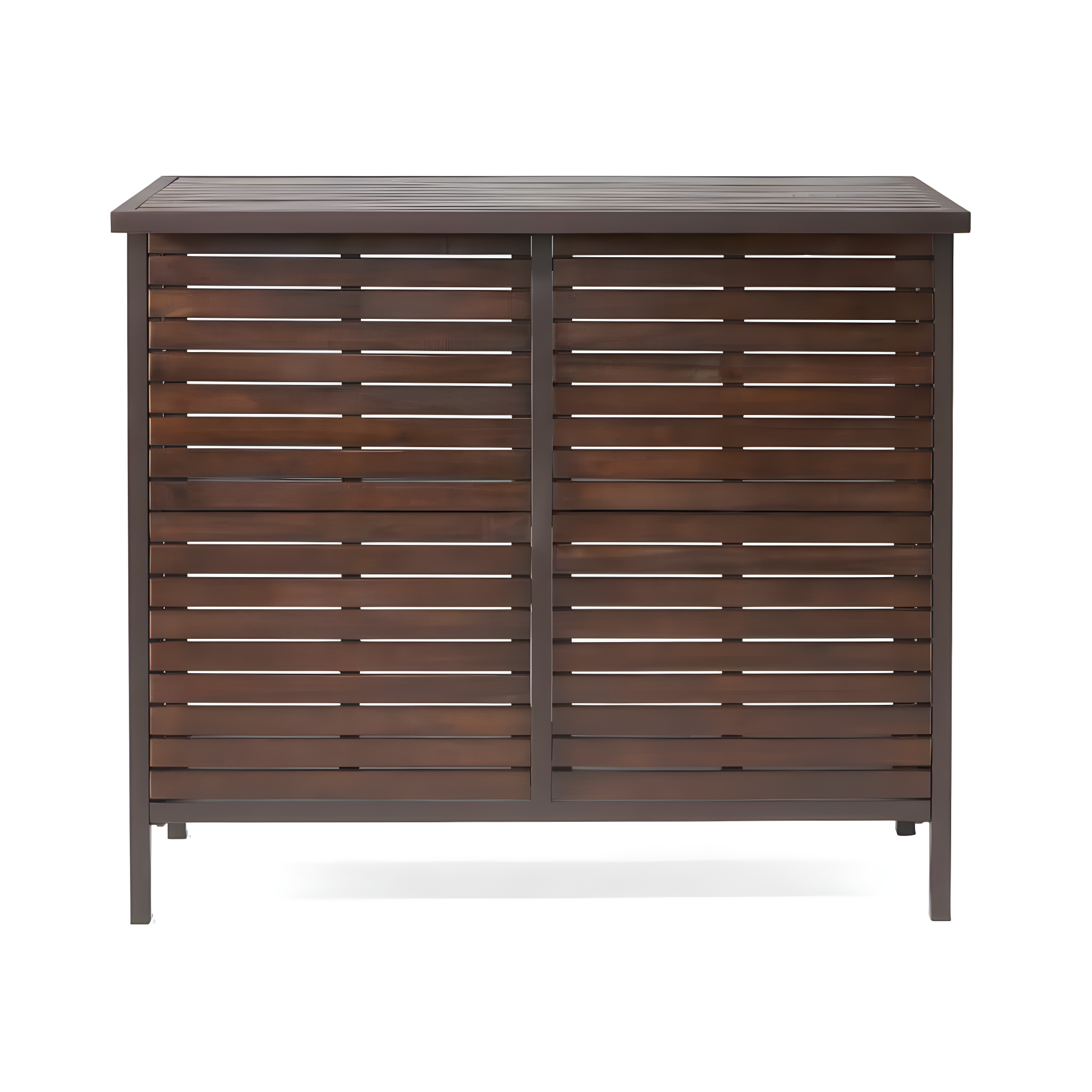 Noble House Milos Acacia Bar Table Dark Brown and Rustic Metal