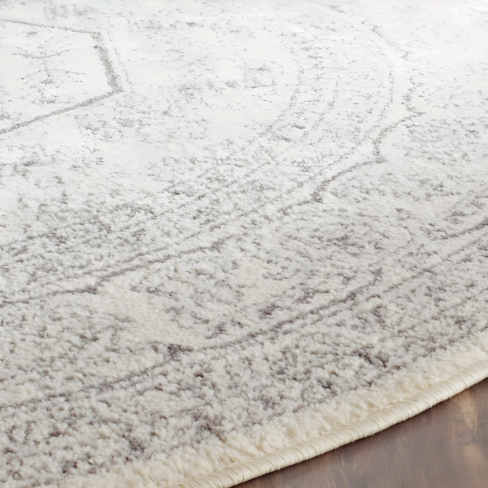 Adirondack ADR108 Power Loomed Area Rug - Ivory/Silver - 9' Round - Safavieh.