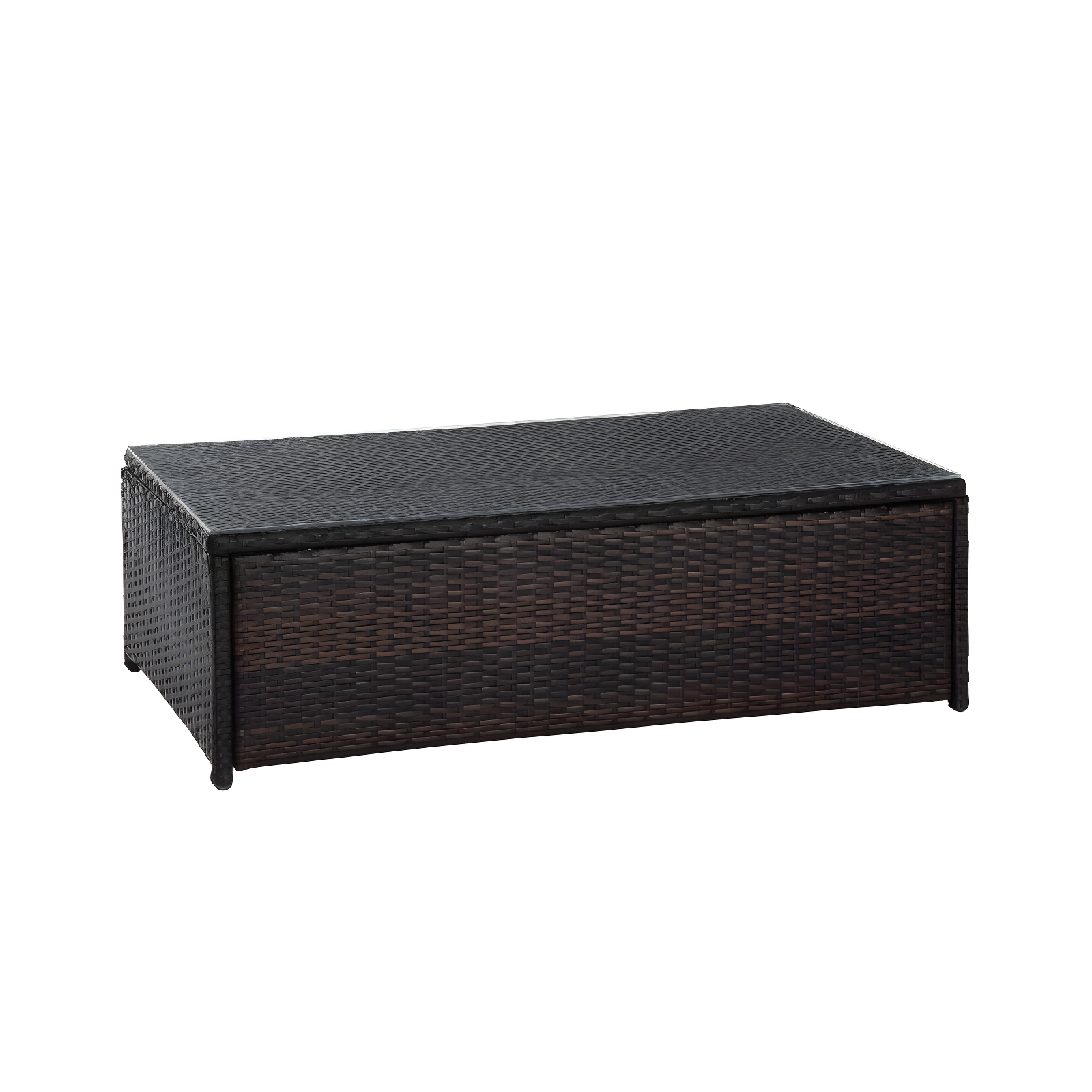Palm Harbor Outdoor Wicker Coffee Table - Brown - Crosley: Steel Frame, Tempered Glass Top, UV & Weather-Resistant
