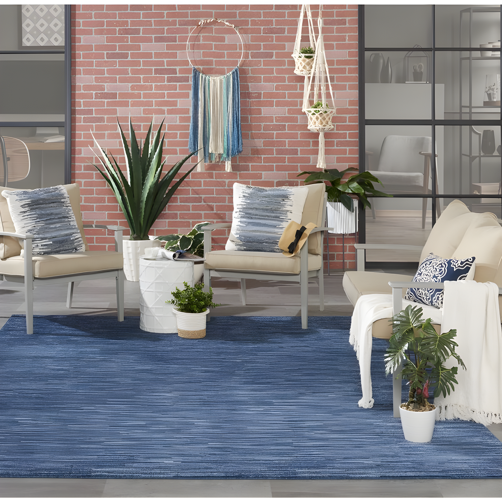 Nourison Nourison Essentials NRE01 Indoor/outdoor Area Rug - Navy Blue 8' x 10'