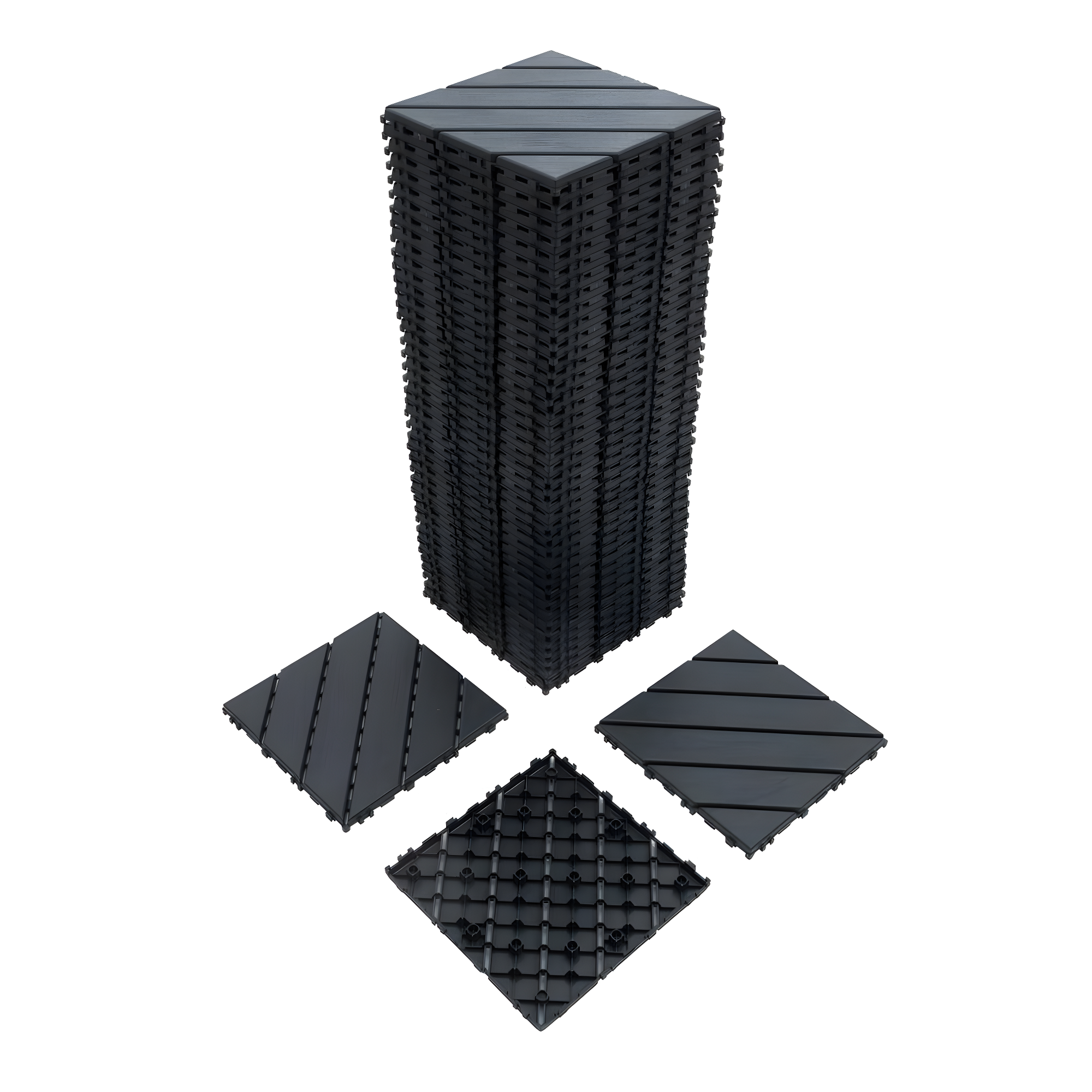 LoLado 44 Pack Patio Deck Tiles,12"x12" Square Waterproof Outdoor All Weather Use, Plastic Interlocking Deck Tiles for Poolside Balcony Backyard, Grey