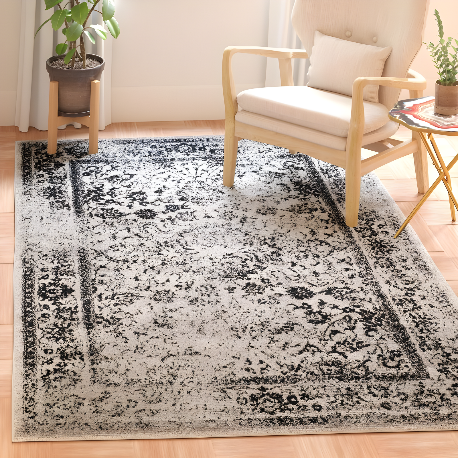 Adirondack ADR109 Machine Made Indoor Accent Rug - Grey/Black - 3'x5' - Safavieh