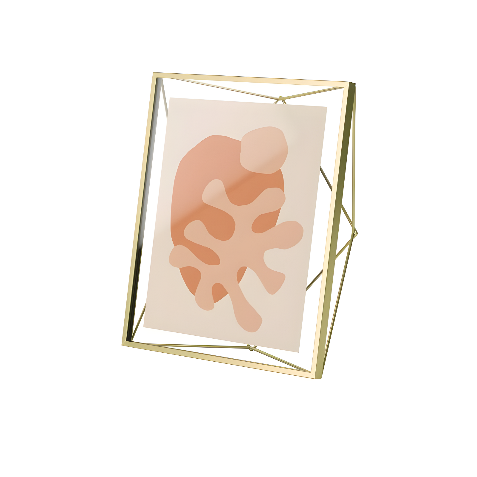 Umbra 8"x10" Prisma Picture Frame Matte Brass: Modern Steel Construction, Freestanding or Wall Mount, Novelty Shape