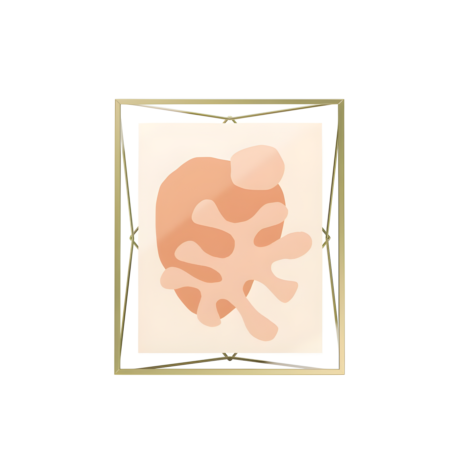 Umbra 8"x10" Prisma Picture Frame Matte Brass: Modern Steel Construction, Freestanding or Wall Mount, Novelty Shape