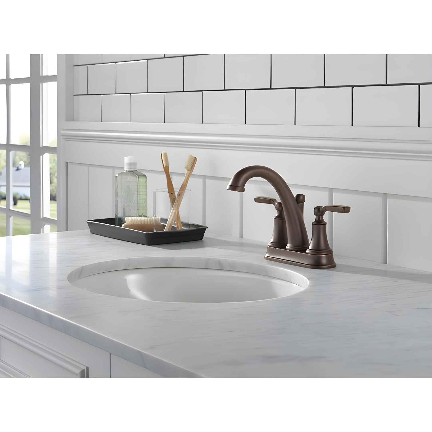 Woodhurst Centerset Bathroom Faucet with Drain Assembly