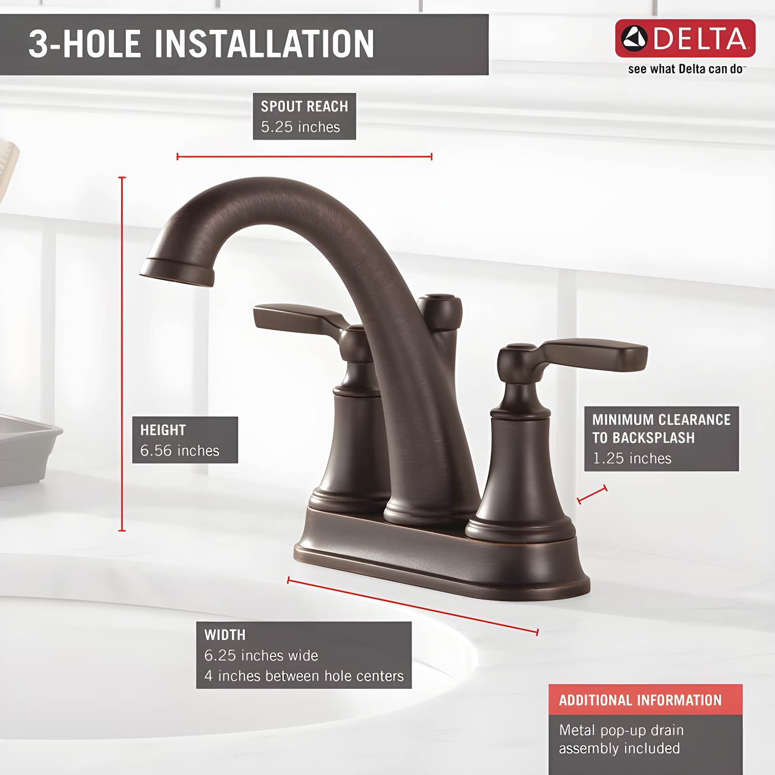Woodhurst Centerset Bathroom Faucet with Drain Assembly