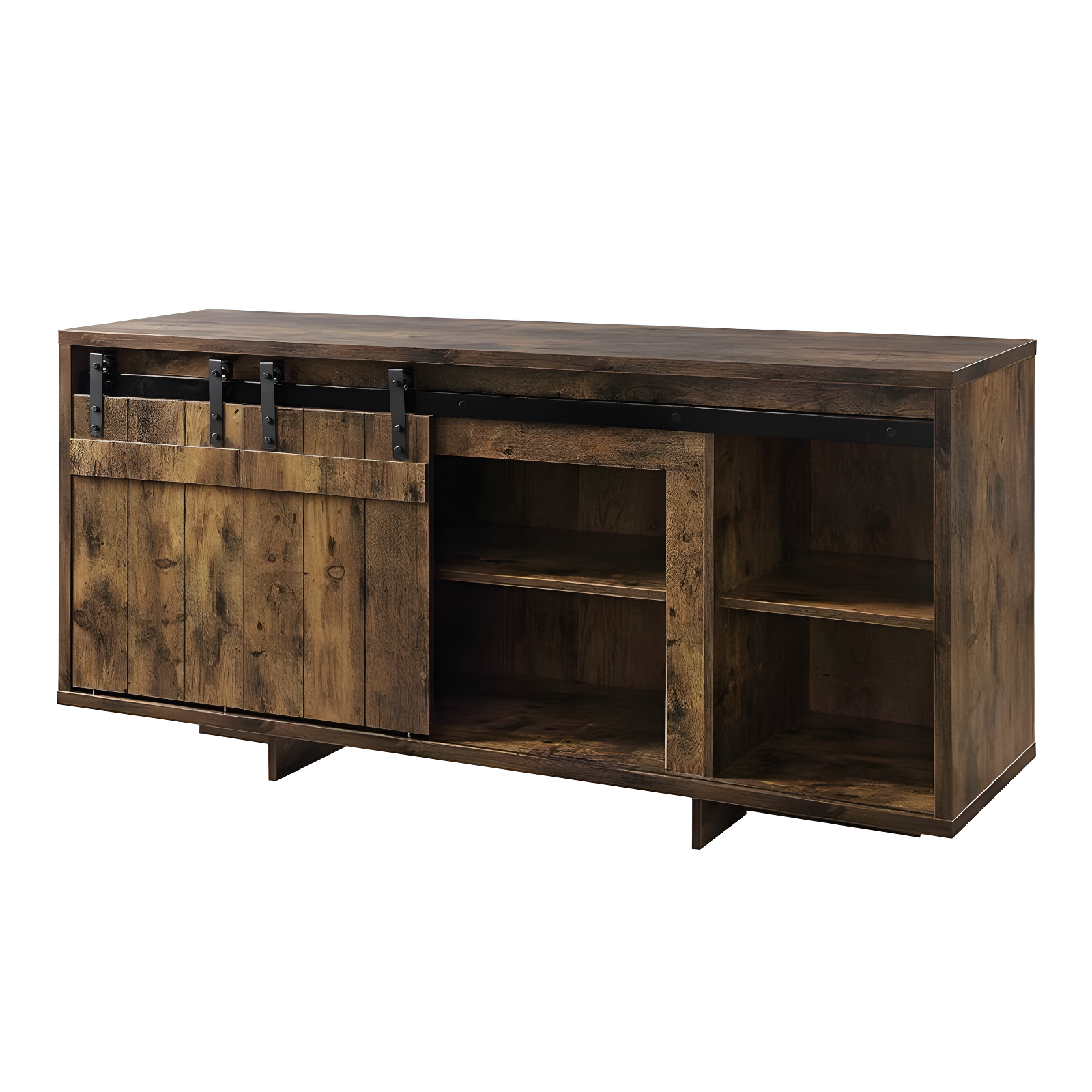 Acme Furniture 60" Bellarosa TV Stand for TVs up to 60" Rustic Oak: Wood Frame, Fixed Shelves, Assembly Required