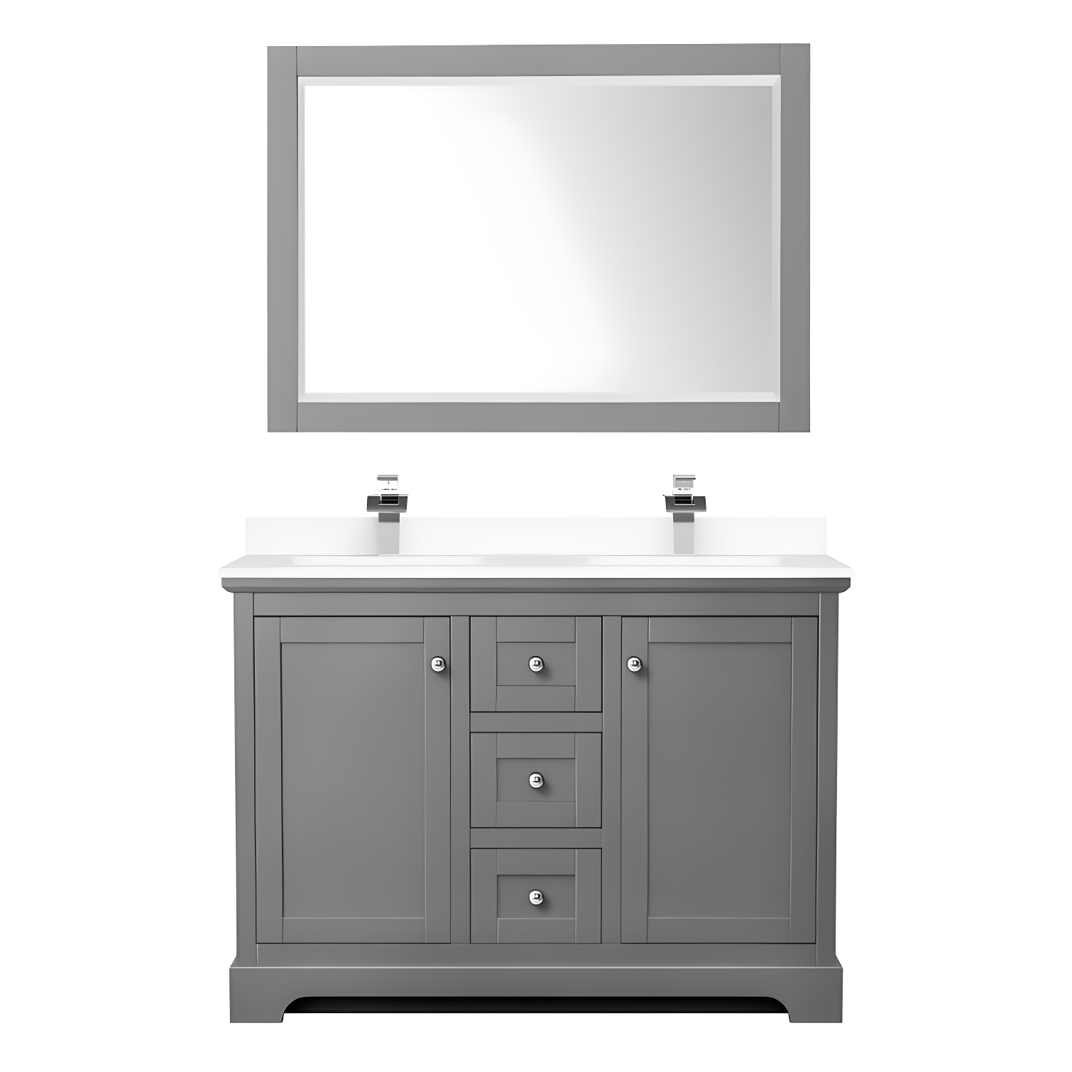 Wyndham Collection Avery 48'' Double Bathroom Vanity with Marble Top with Mirror