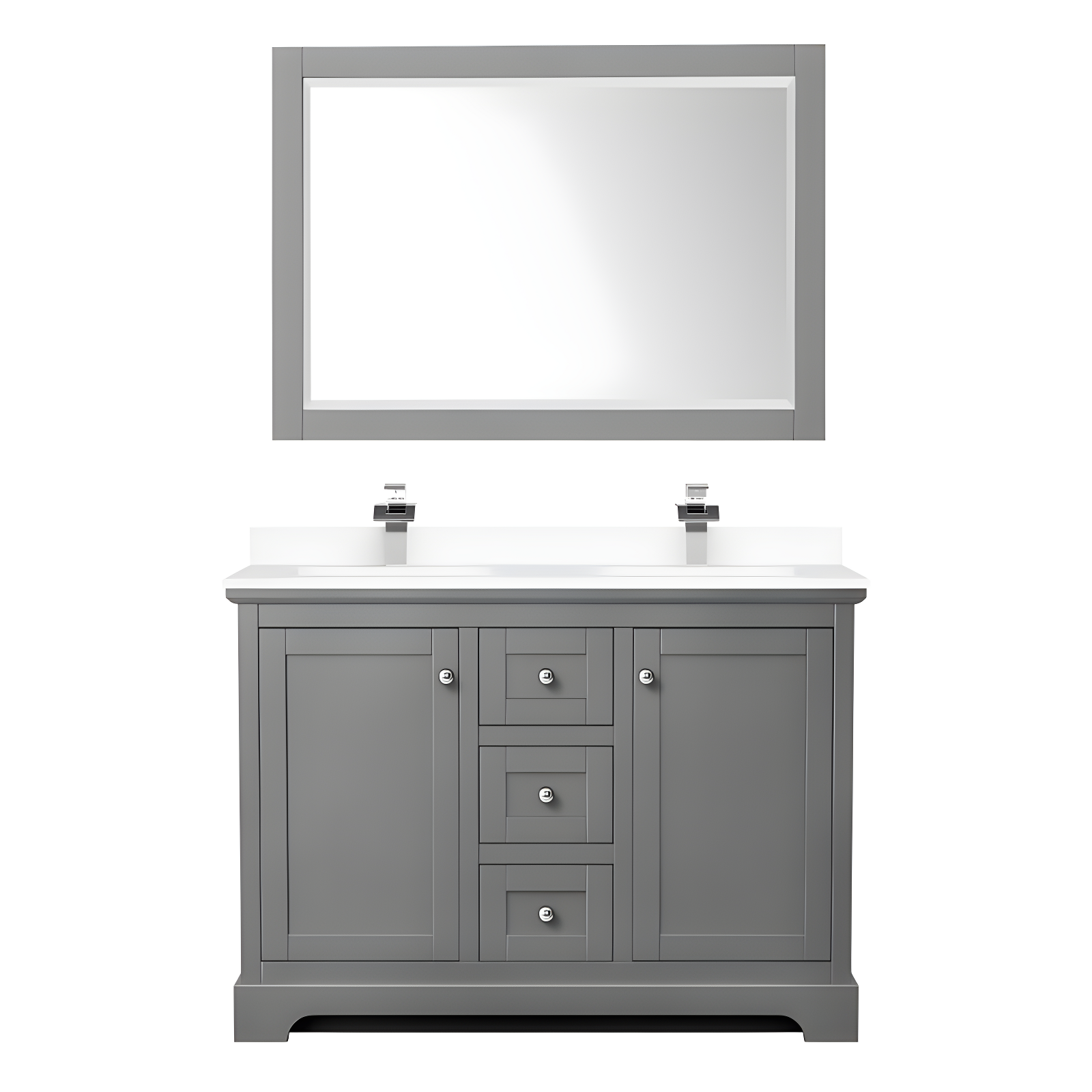 Wyndham Collection Avery 48'' Double Bathroom Vanity with Marble Top with Mirror