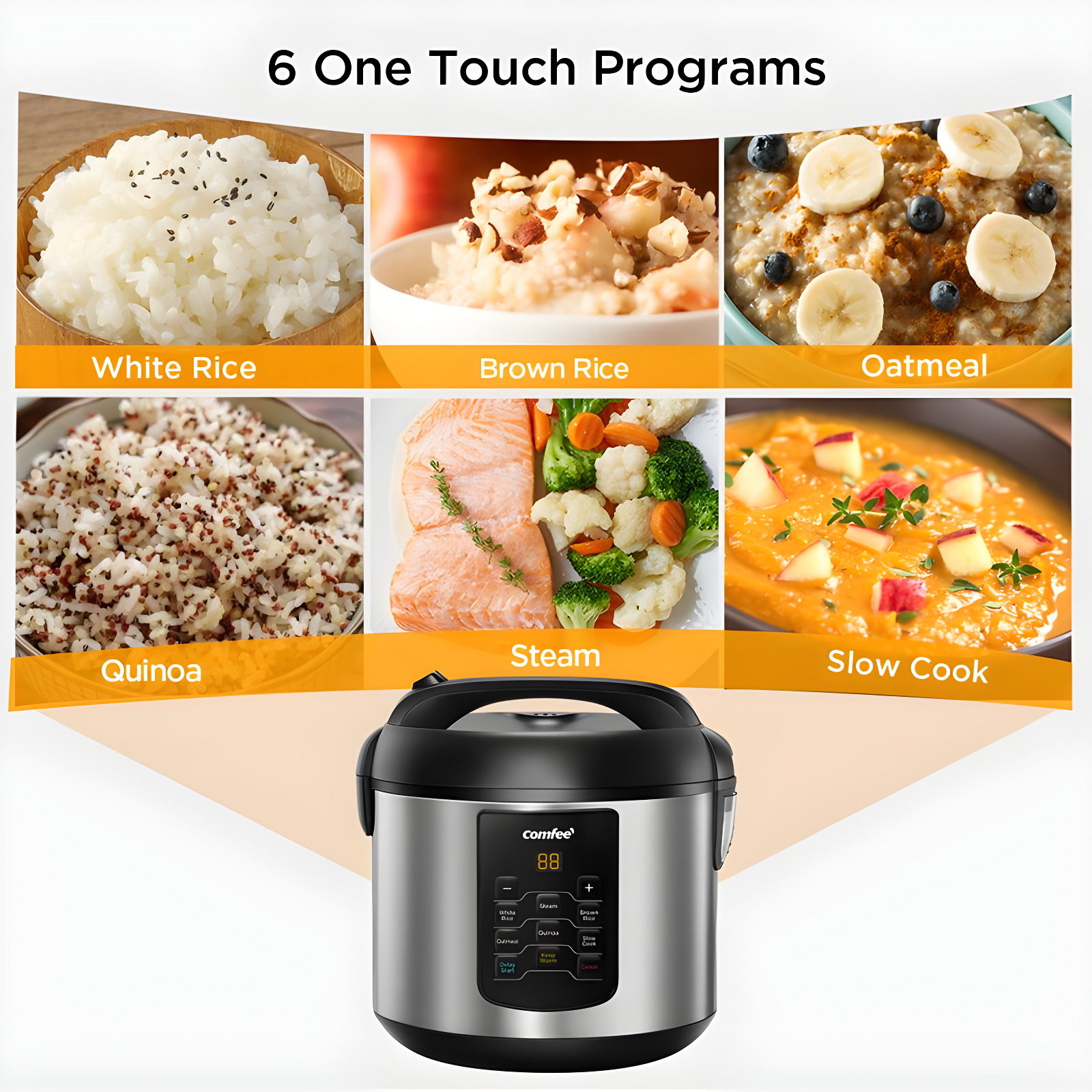 Comfee' Comfee' 8 Cup 6-in-1 Rice Cooker