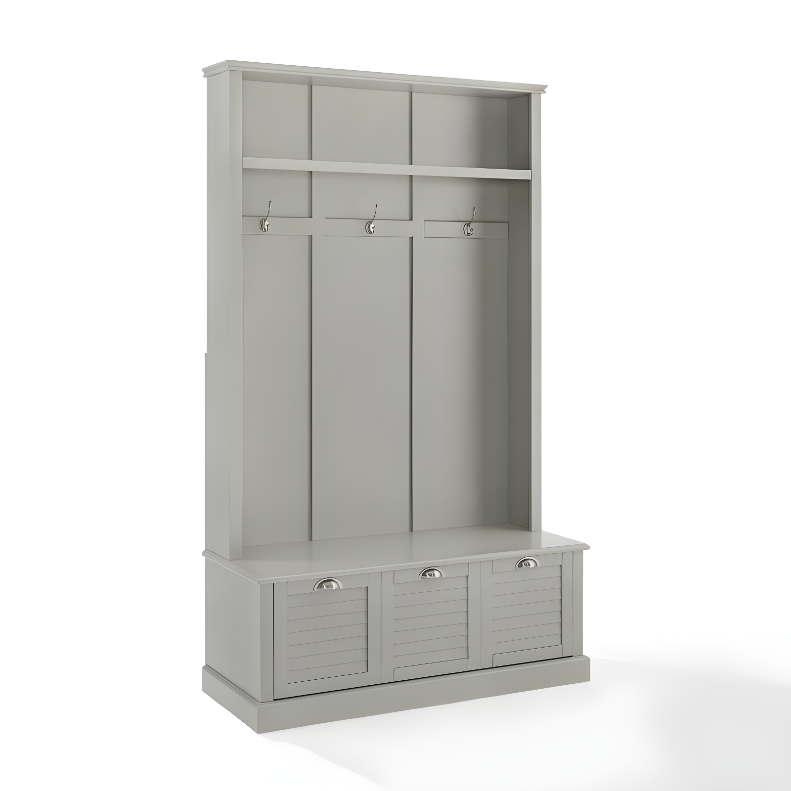 Ellison Hall Tree Gray - Crosley: Bench with Storage, Coat Hooks, Shoe Organizer
