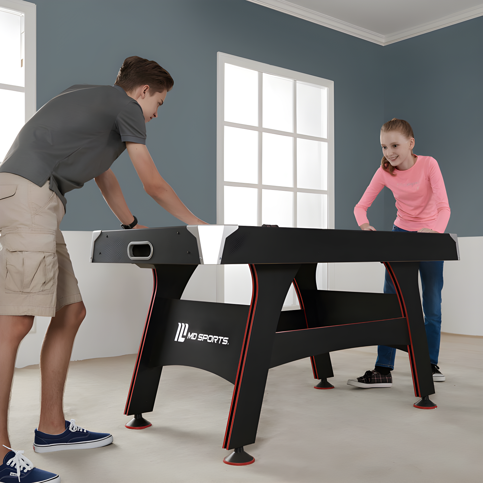 MD Sports 60" 2 -Player Air Hockey Table with Digital Scoreboard and Lights