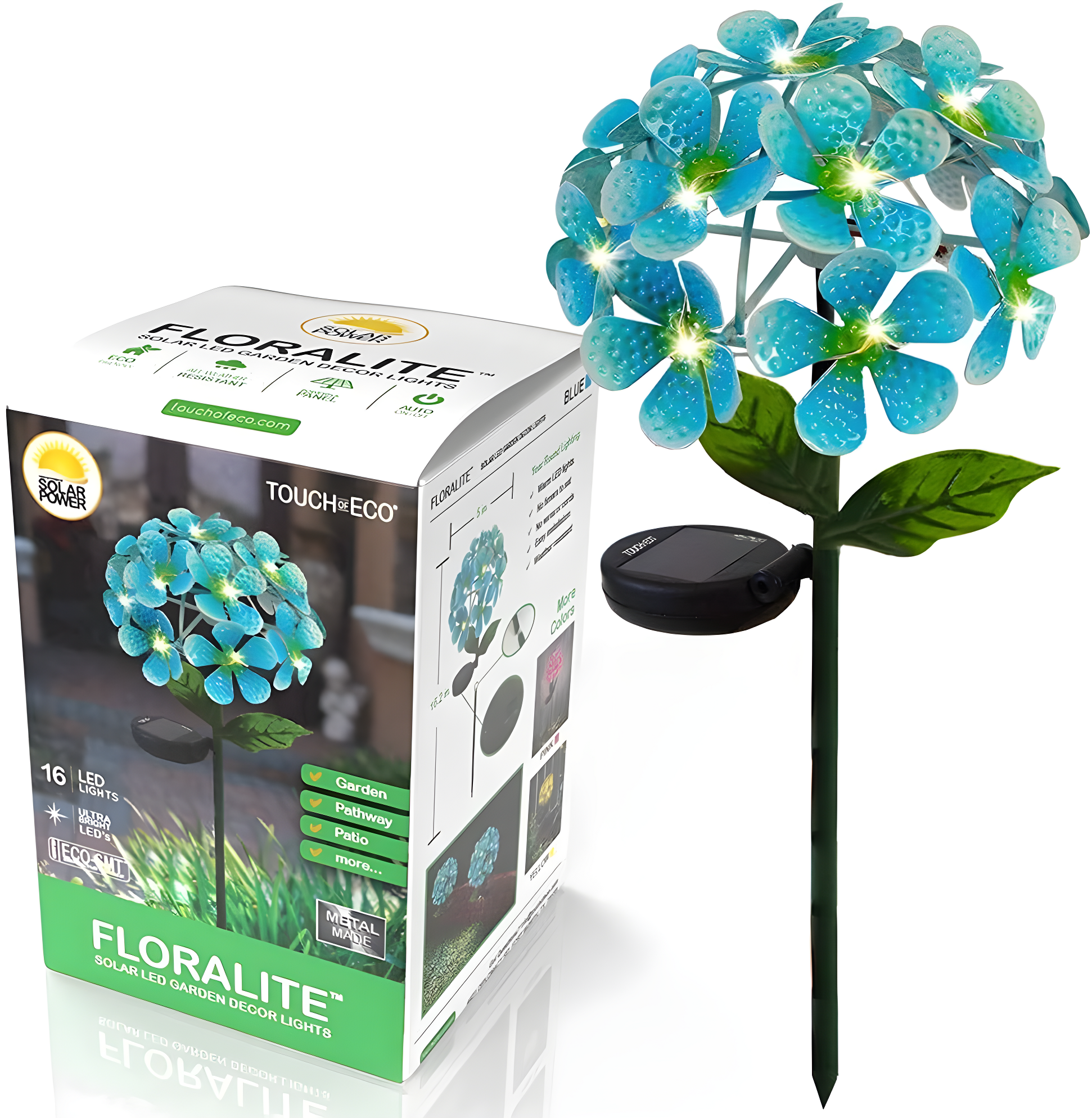 Solar LED Metal Flower Stake Lights - Multiple Colors