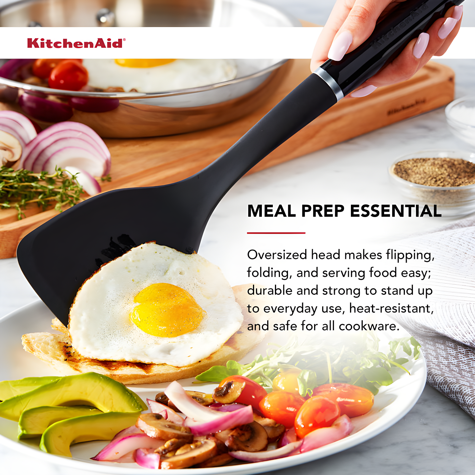 KitchenAid® Kitchenaid Classic Solid Turner, Black, 13.5X 3.3 Inch