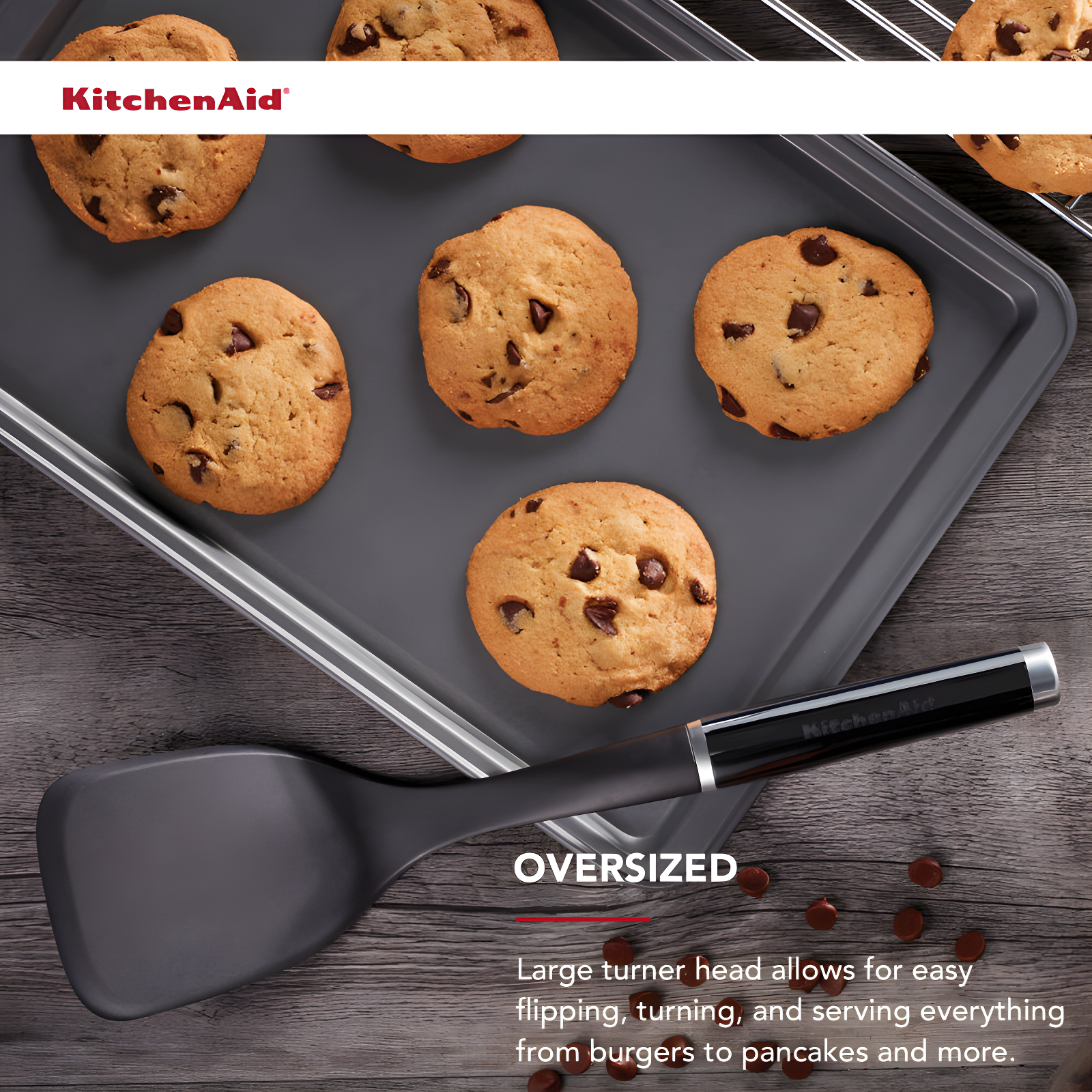 KitchenAid® Kitchenaid Classic Solid Turner, Black, 13.5X 3.3 Inch