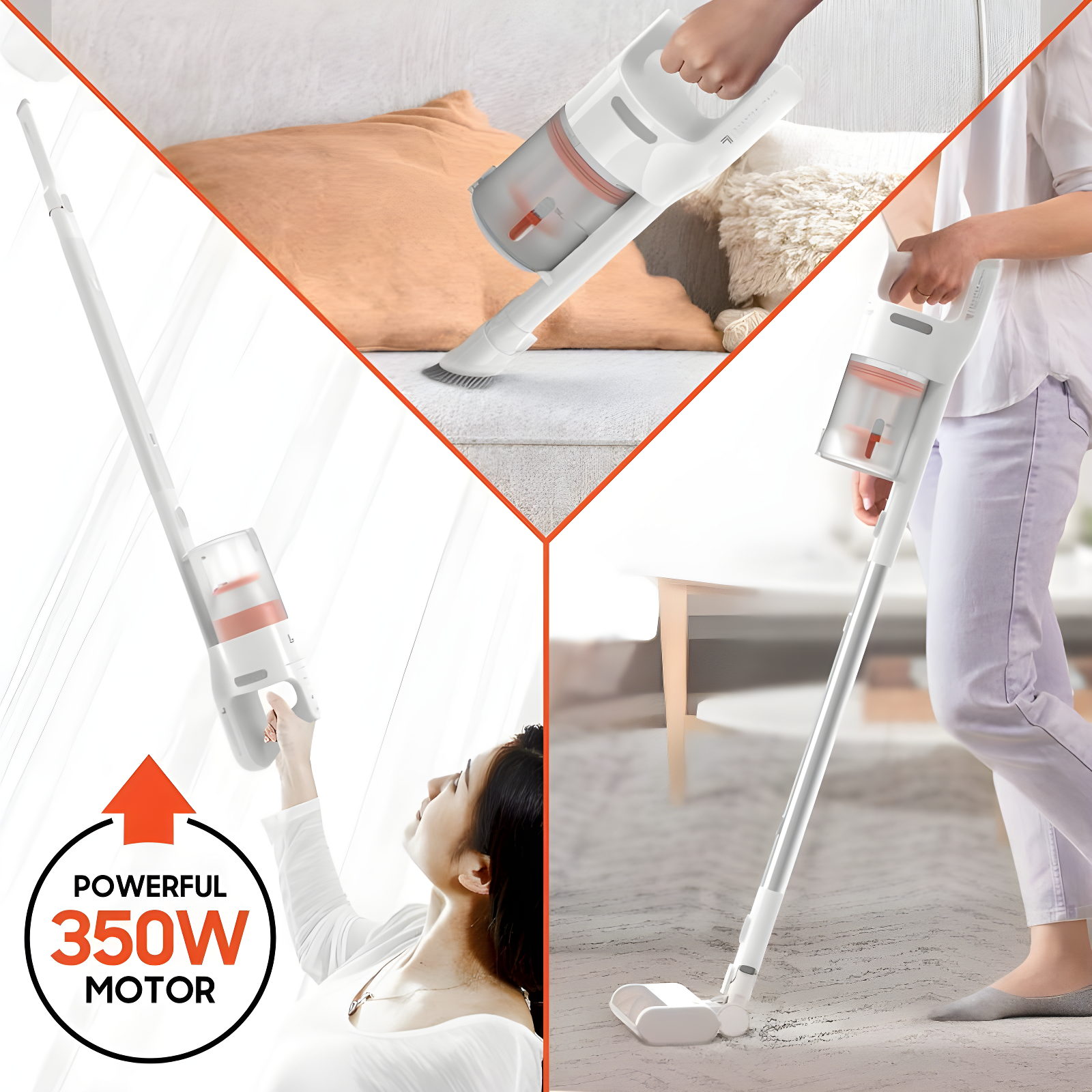 Sharper Image Stick & Handheld Combo Vacuum with 350W Motor, Cordless White: HEPA Filter, Multi-Surface, Bagless