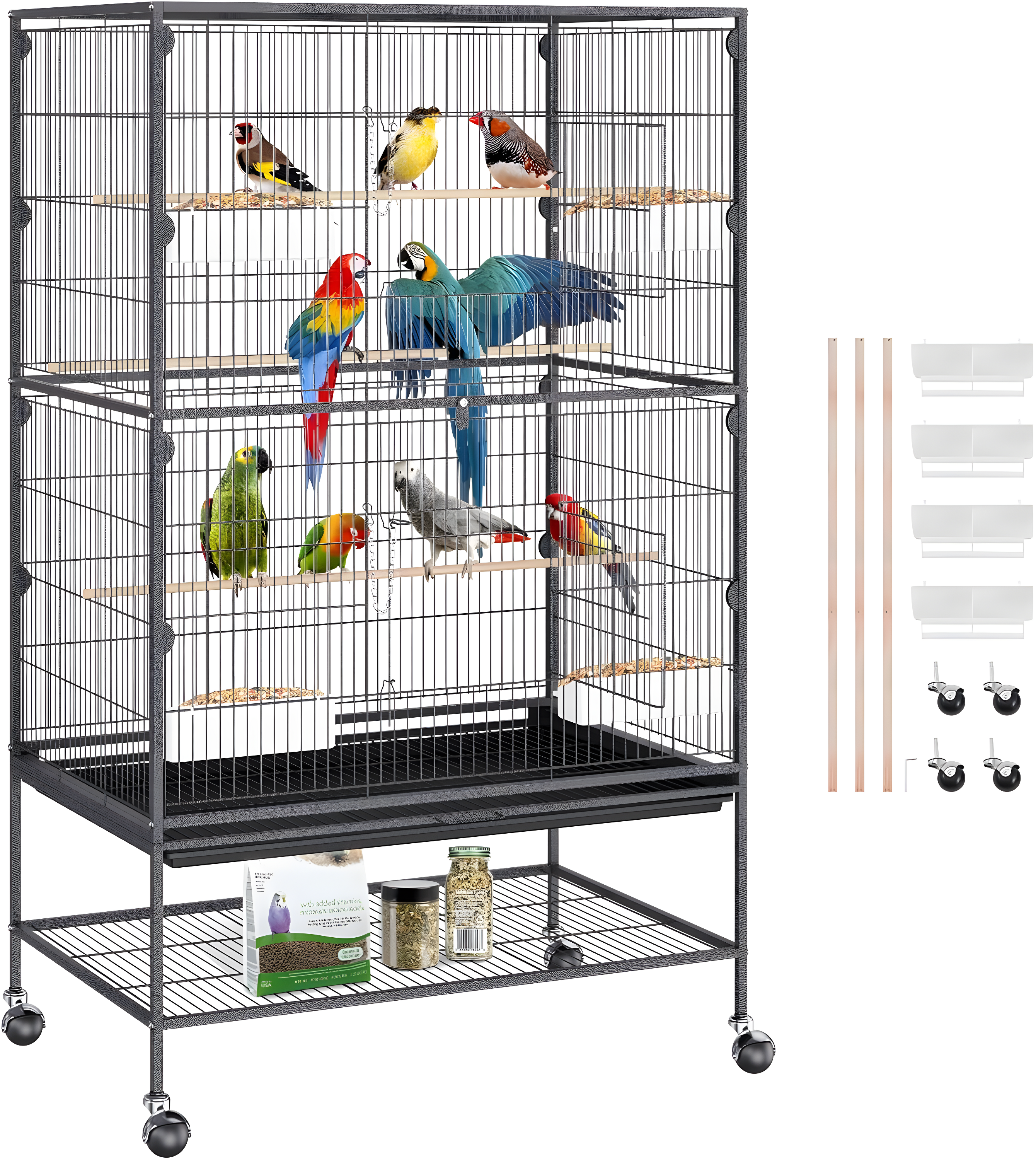 VEVOR Carbon Steel Flight Bird Cage for Parakeets, Cockatiels, Parrots 31*20*52inches