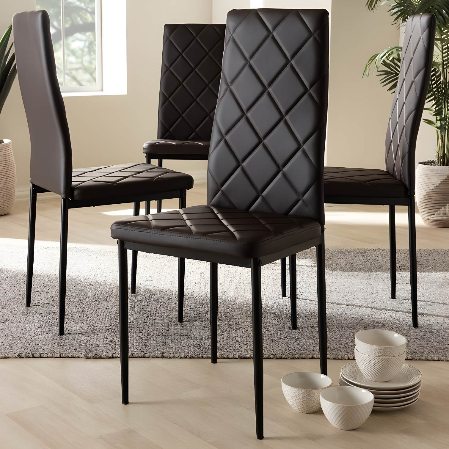 Dalisa 18.11'' H Tufted Faux Leather Upholstered Parsons Chair
