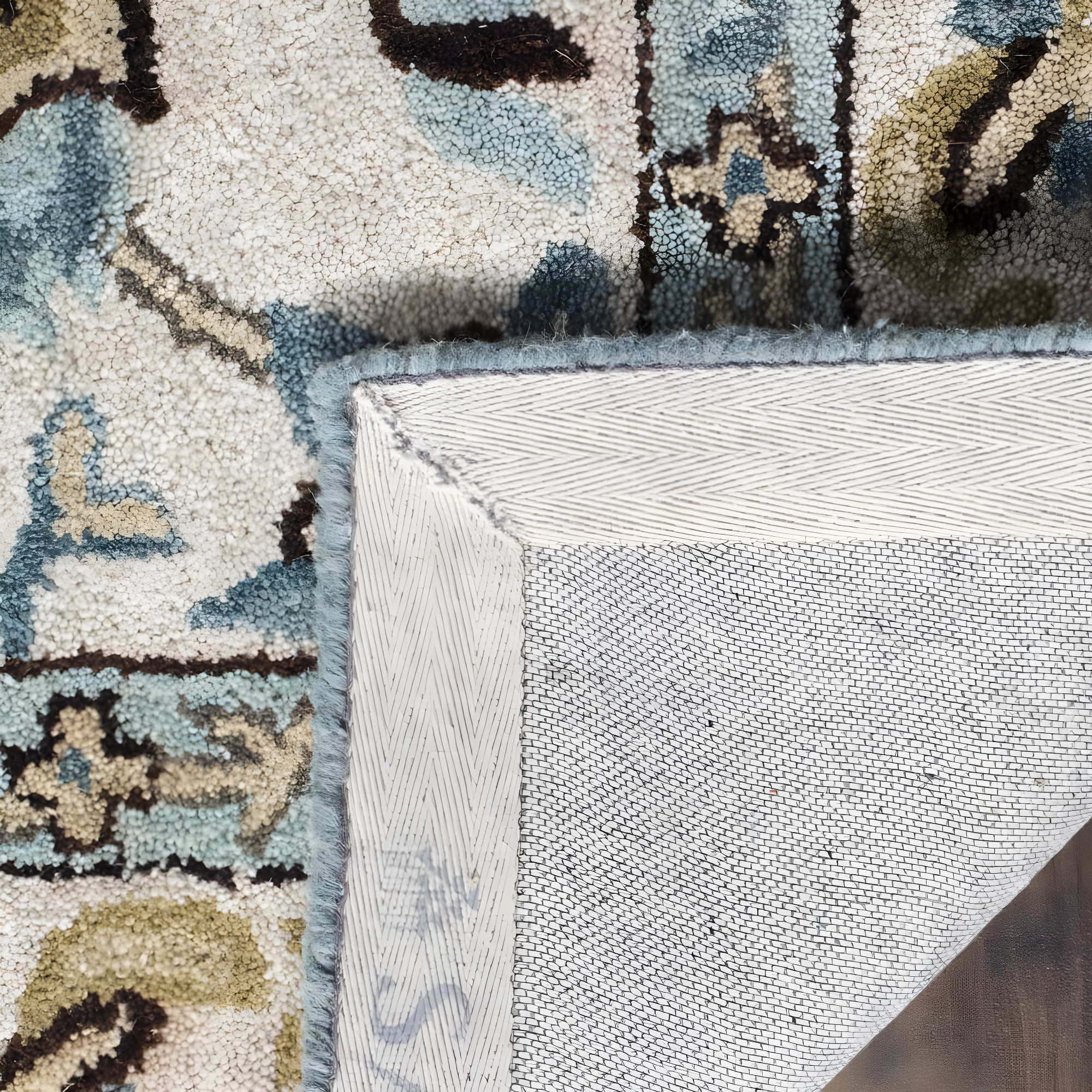 Elegant Peacock Blue Hand-Tufted Wool 6' Square Rug