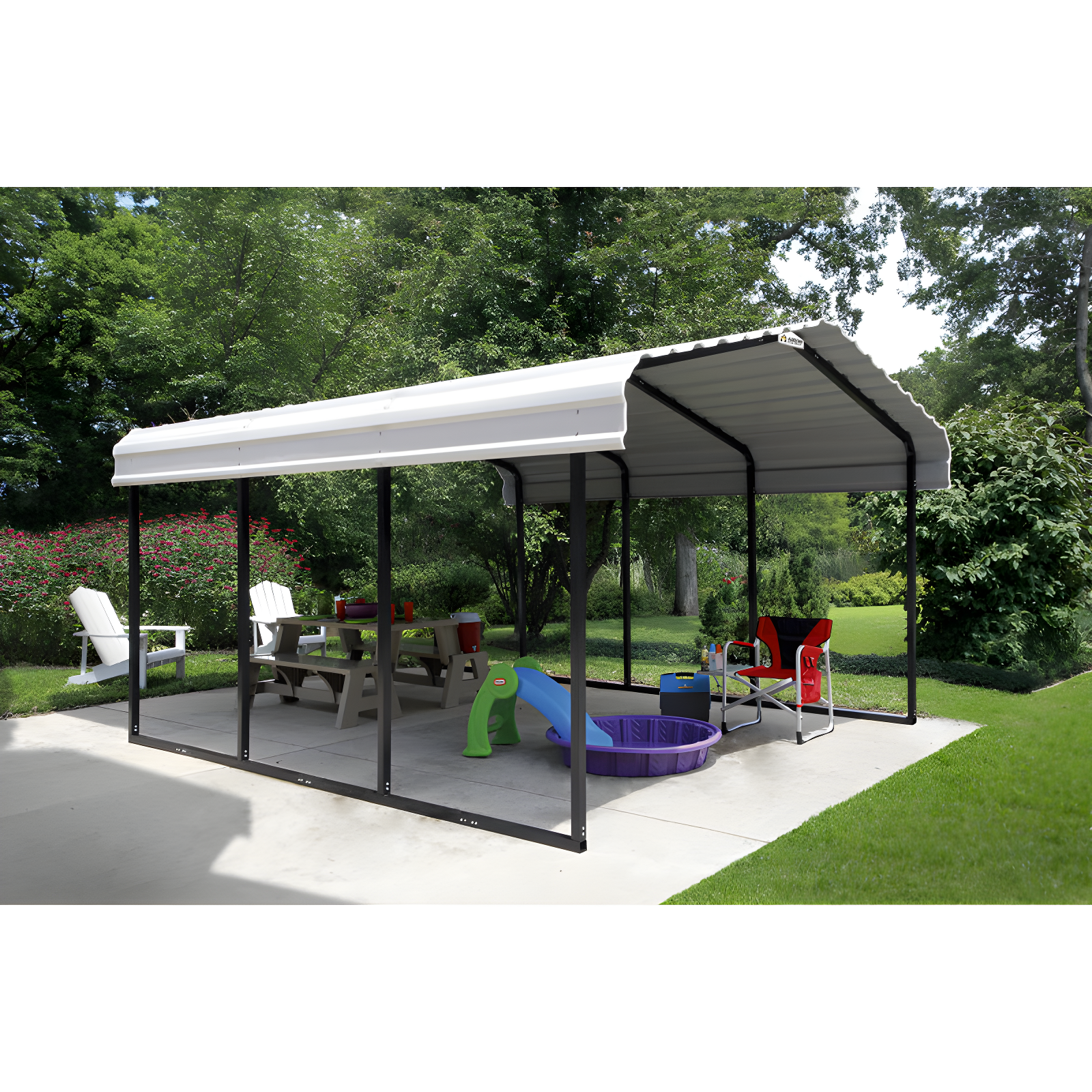 Arrow Steel Carport 10 x 15 x 7 ft. Galvanized Black/Eggshell