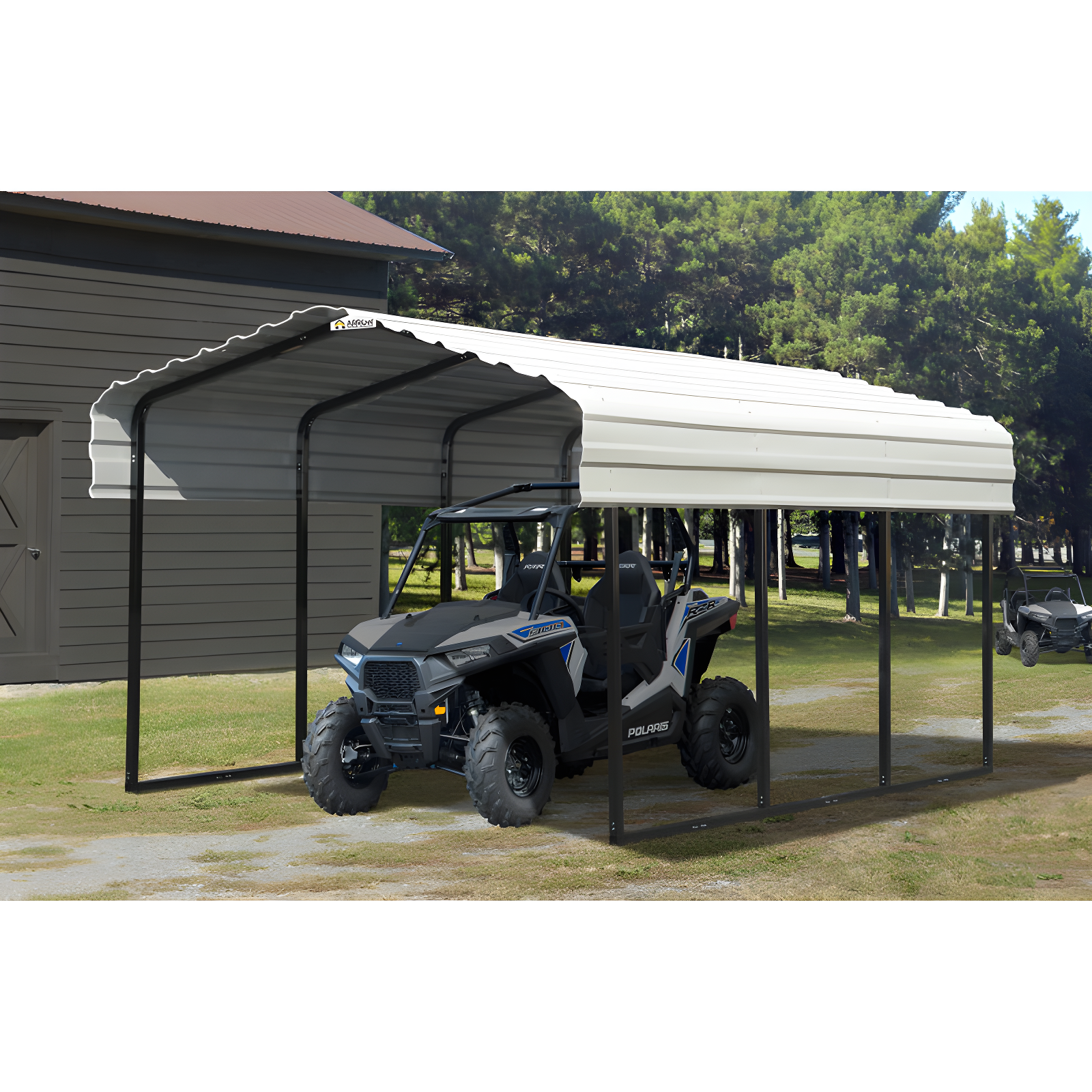 Arrow Steel Carport 10 x 15 x 7 ft. Galvanized Black/Eggshell