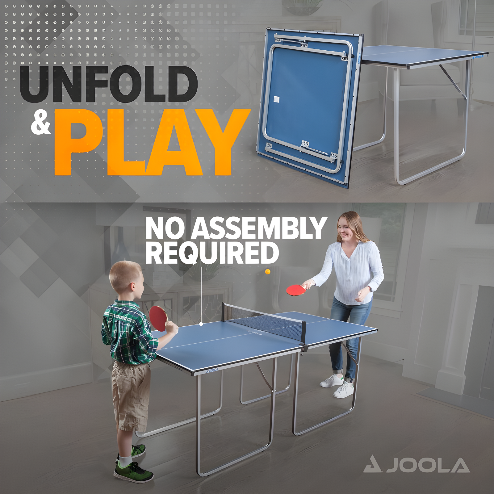 JOOLA Midsize Table Tennis Table - Mini Ping Pong Table and Foldable Game Table for Board Games, Puzzles - Card Table for Kids Playroom and Teens
