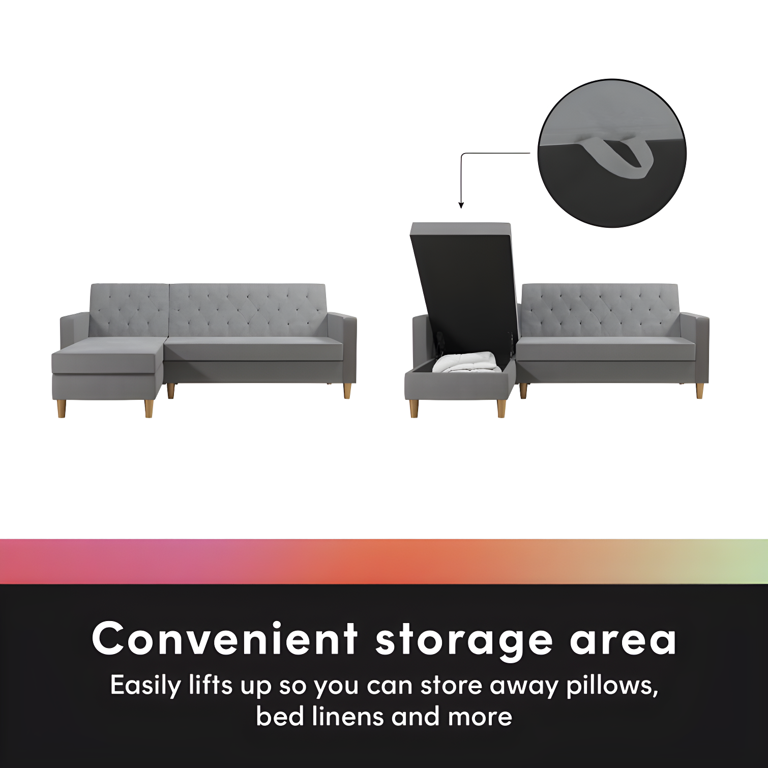 Liberty Upholstered Reversible Chaise Sectional with Storage