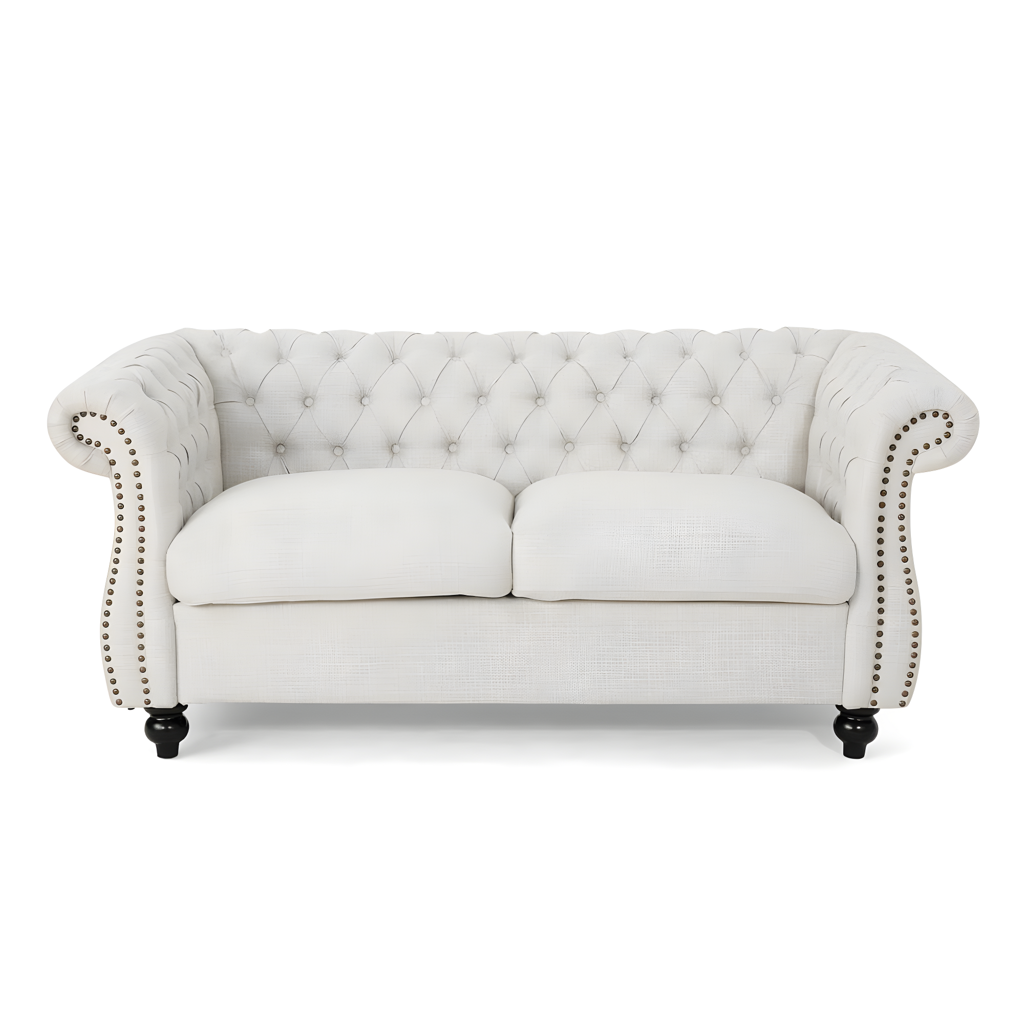 Noble House Ember Interiors Aaniya Fabric Chesterfield Loveseat Sofa, Beige