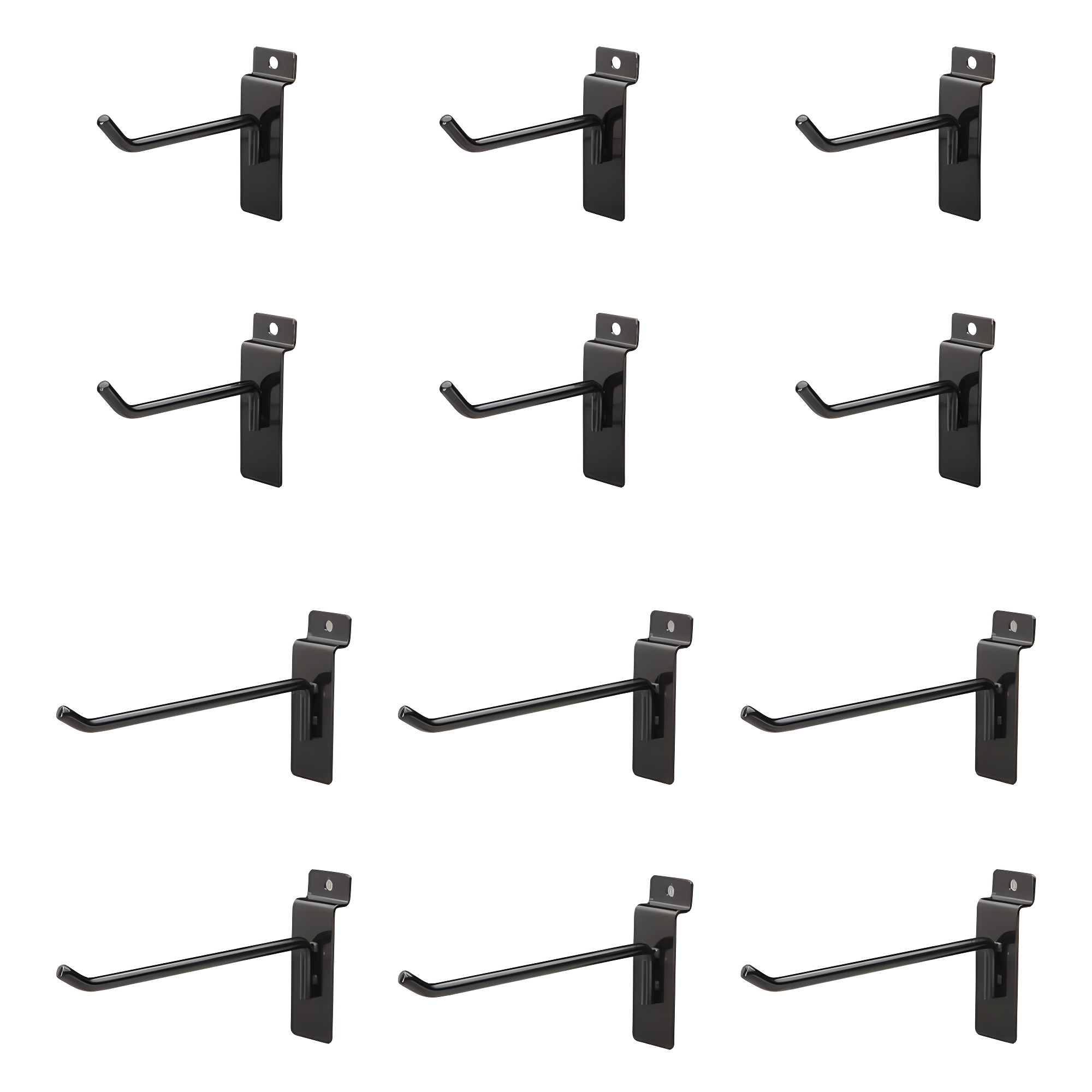 4 in. x 6 in. Black Metal Slat Wall Hooks