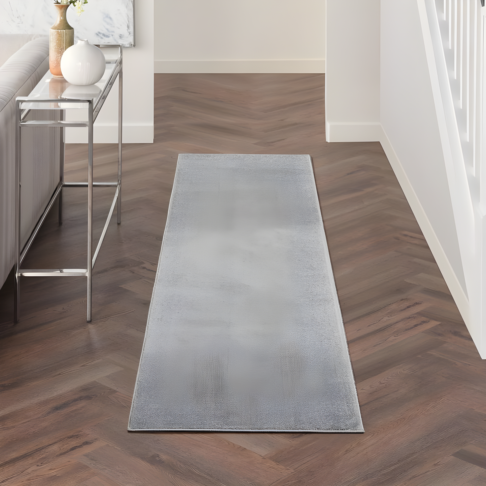Nourison Essentials Easy Care Indoor Outdoor Area Rug - Silver Grey 2'2" x 10'