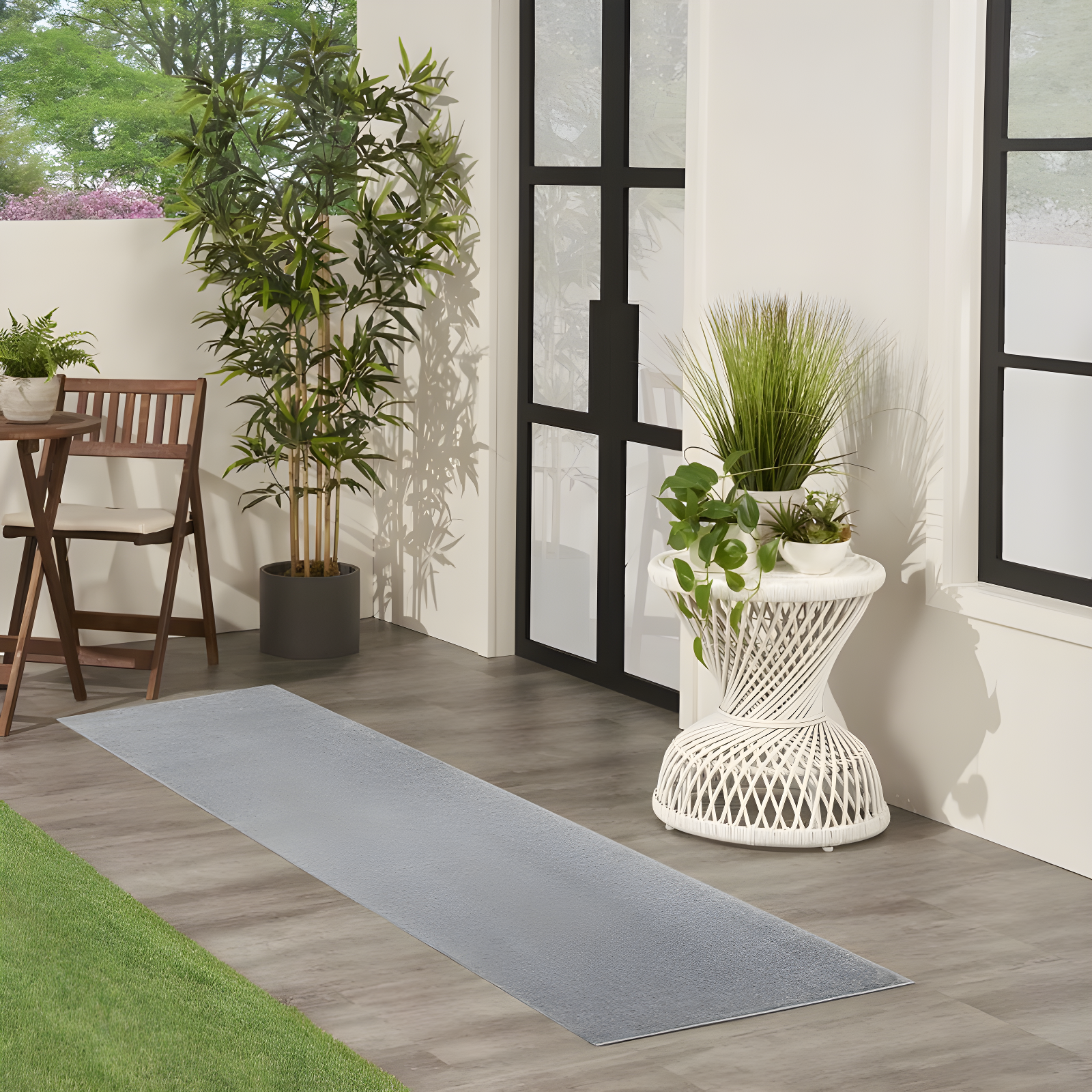 Nourison Essentials Easy Care Indoor Outdoor Area Rug - Silver Grey 2'2" x 10'