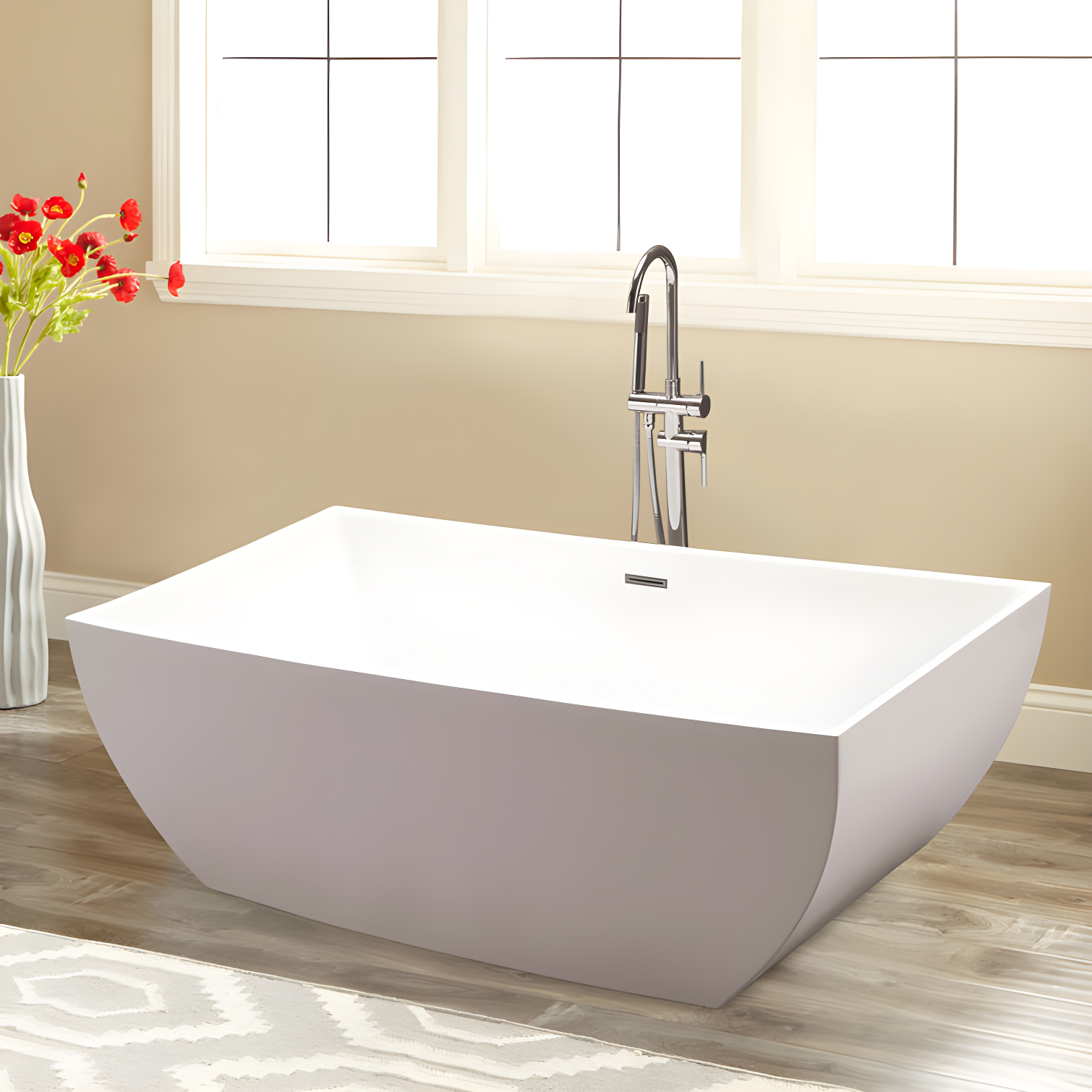 66.9" x 33" Freestanding Soaking Bathtub