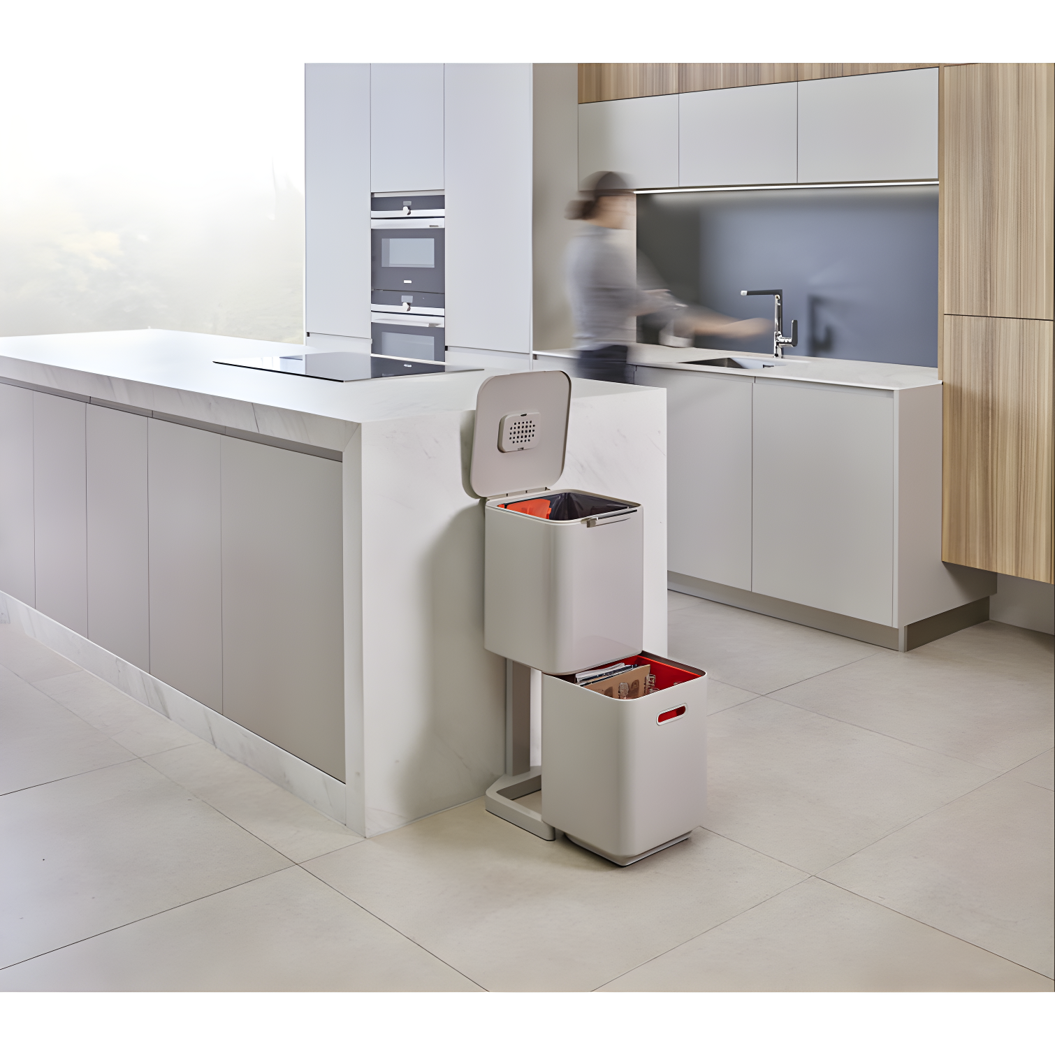 Joseph Joseph Totem Waste & Recycling Dual Kitchen Trash Can