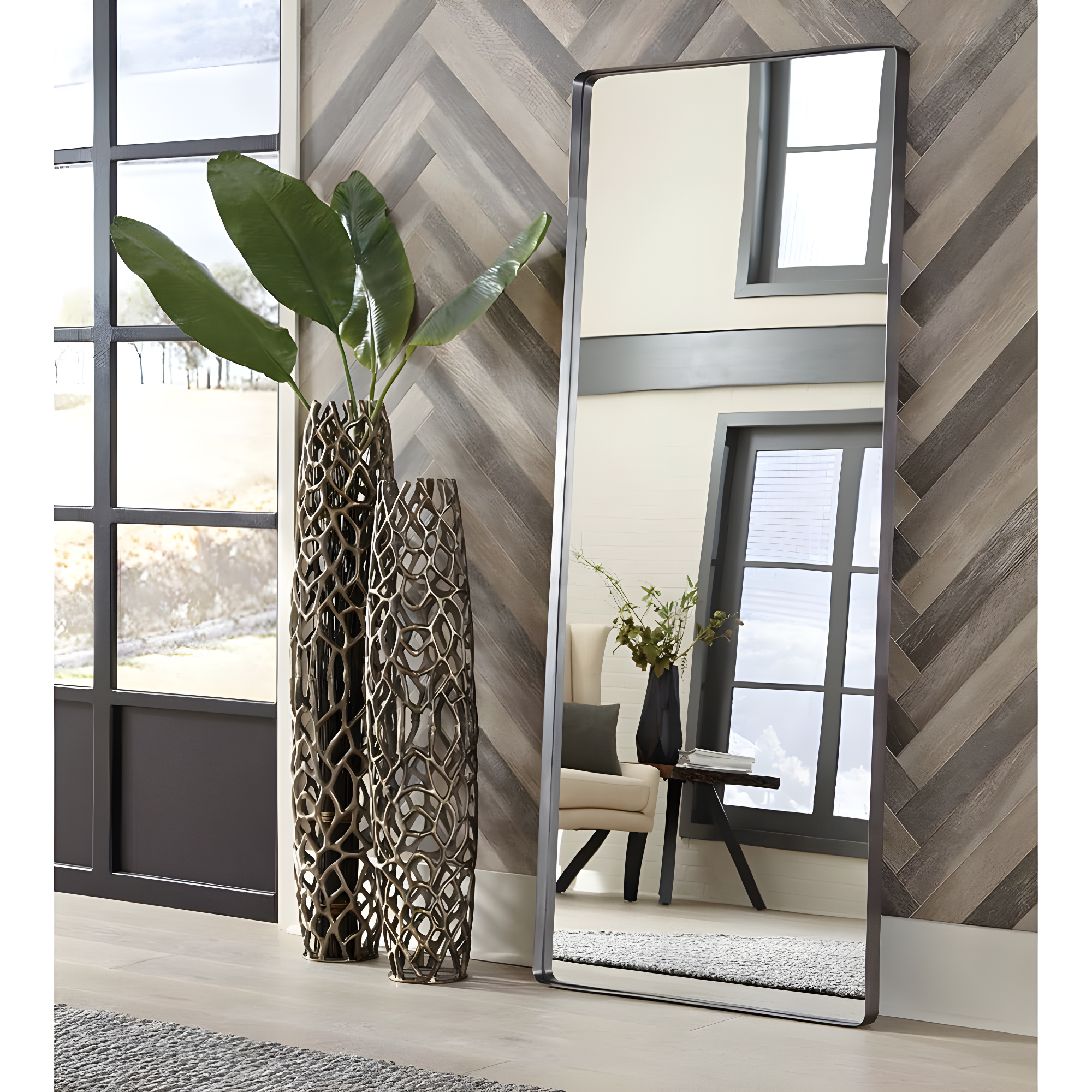 Titanium Finish Decorative Metal Floor Vase