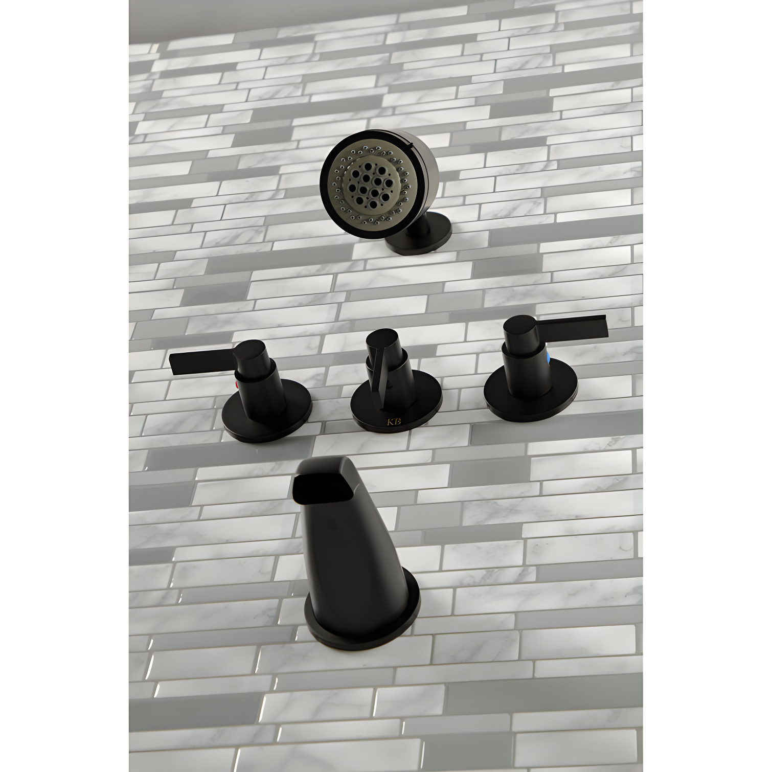 Kingston Brass NuvoFusion Triple-Handle Tub and Shower Faucet
