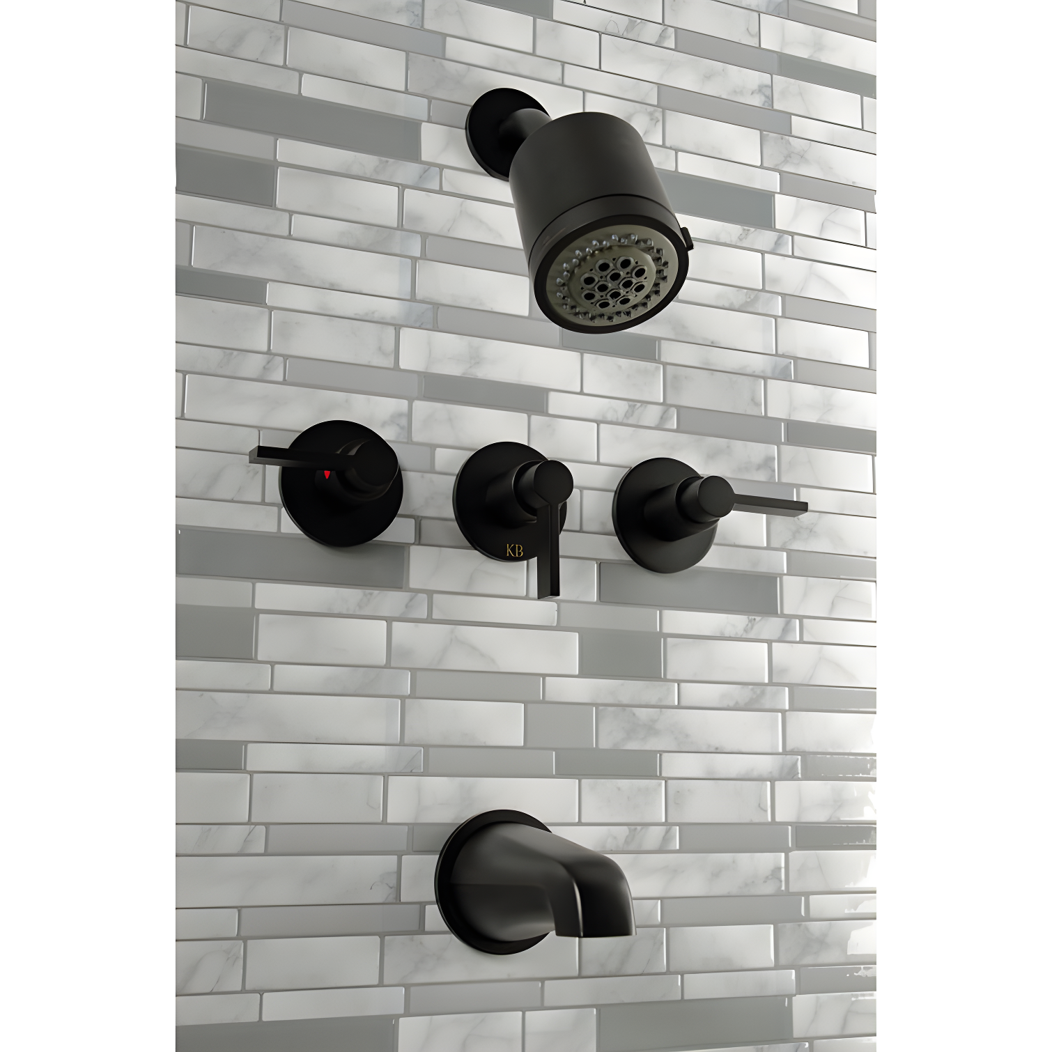 Kingston Brass NuvoFusion Triple-Handle Tub and Shower Faucet