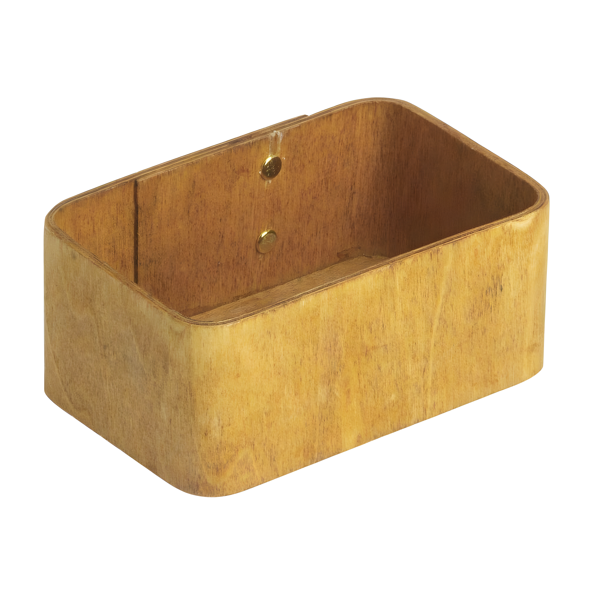 Natural Poplar Wood Sugar Packet Holder with Brass Accents