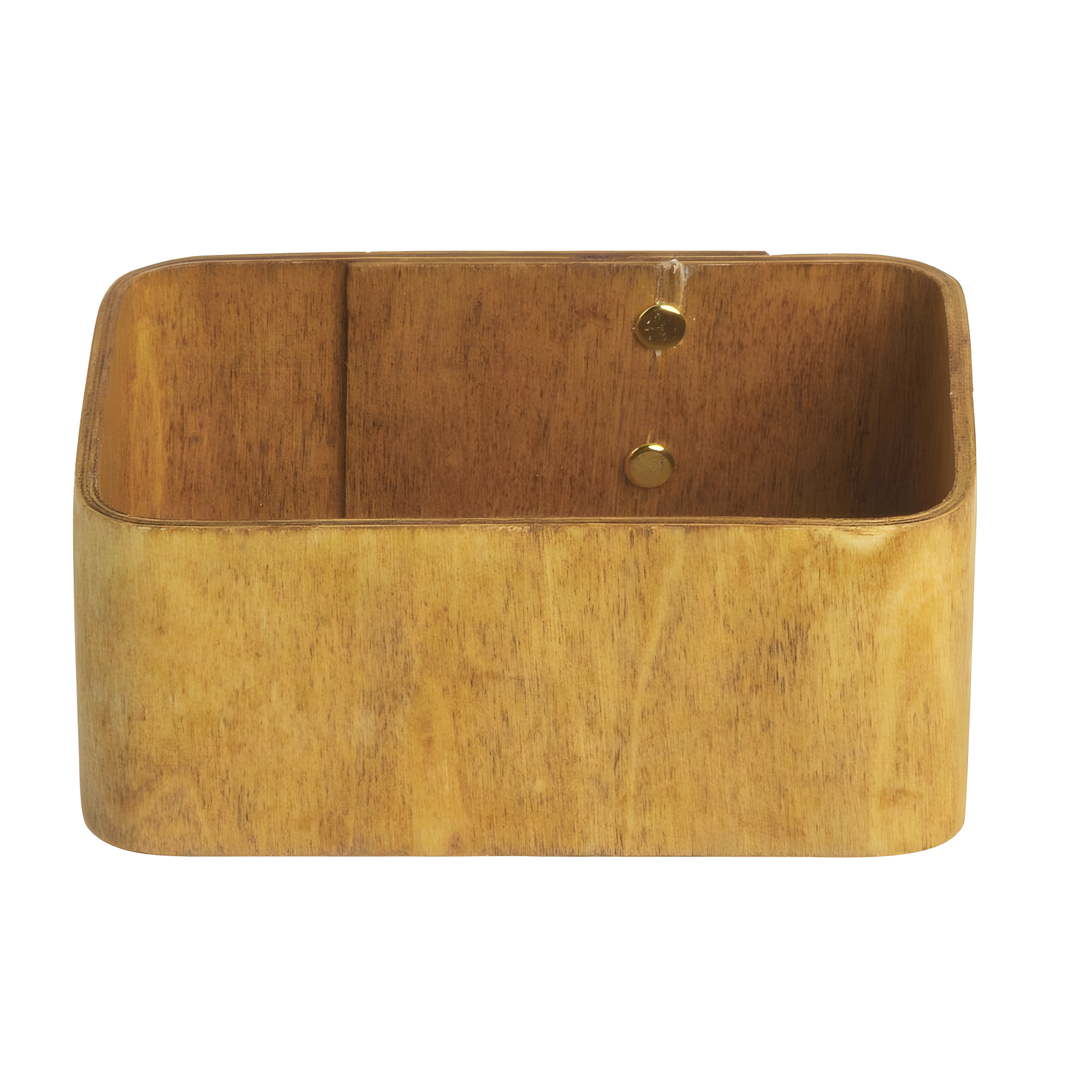 Natural Poplar Wood Sugar Packet Holder with Brass Accents