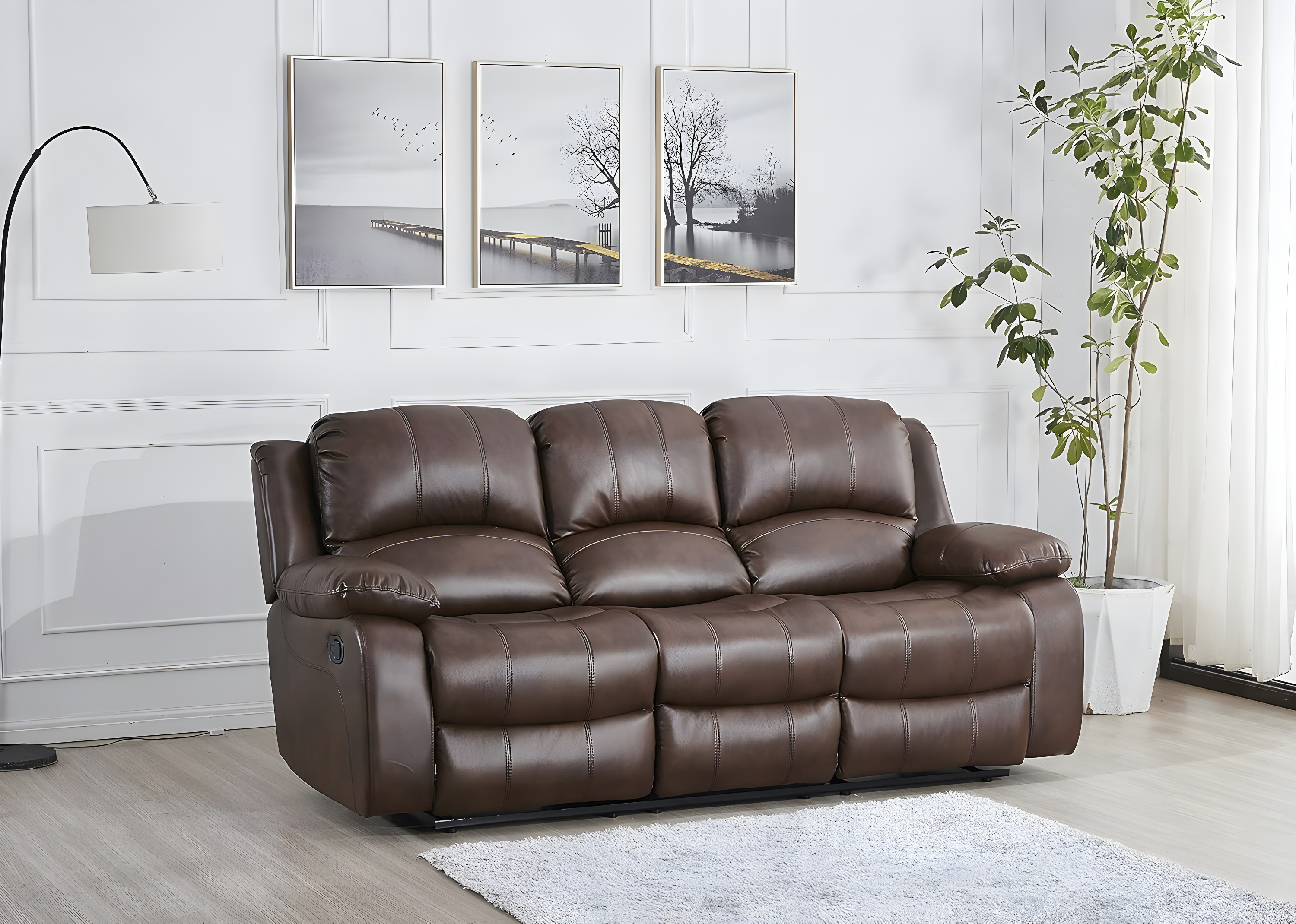Betsy Furniture Loveseat Brown Faux Leather Sofa Set
