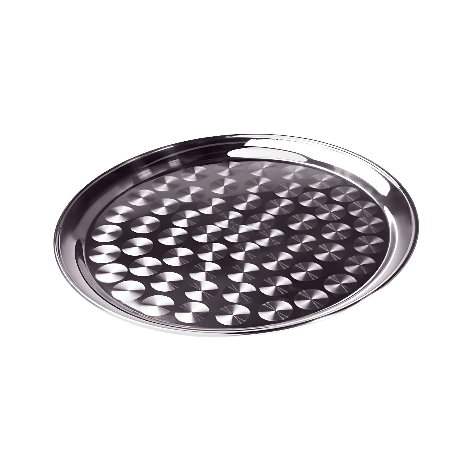 Winco Serving Tray with Swirl Pattern, Stainless Steel, Round, 12"